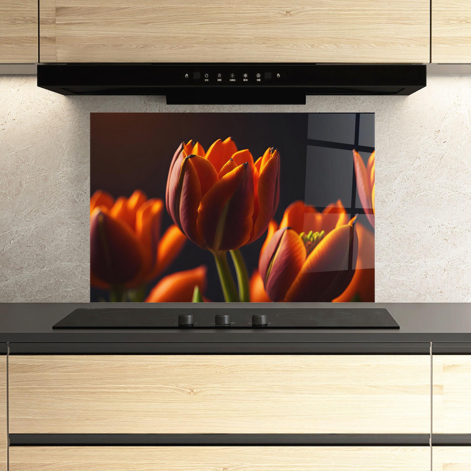 Konyhai üveg hátfal Close Up Orange Tulip mockup 3