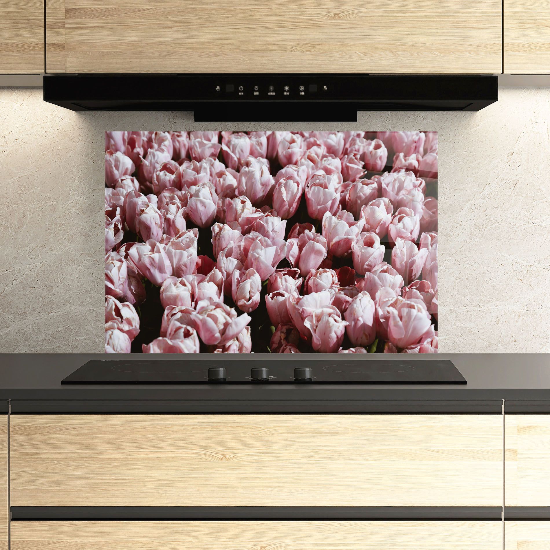 Pastel Pink Tulips Wall mockup 3