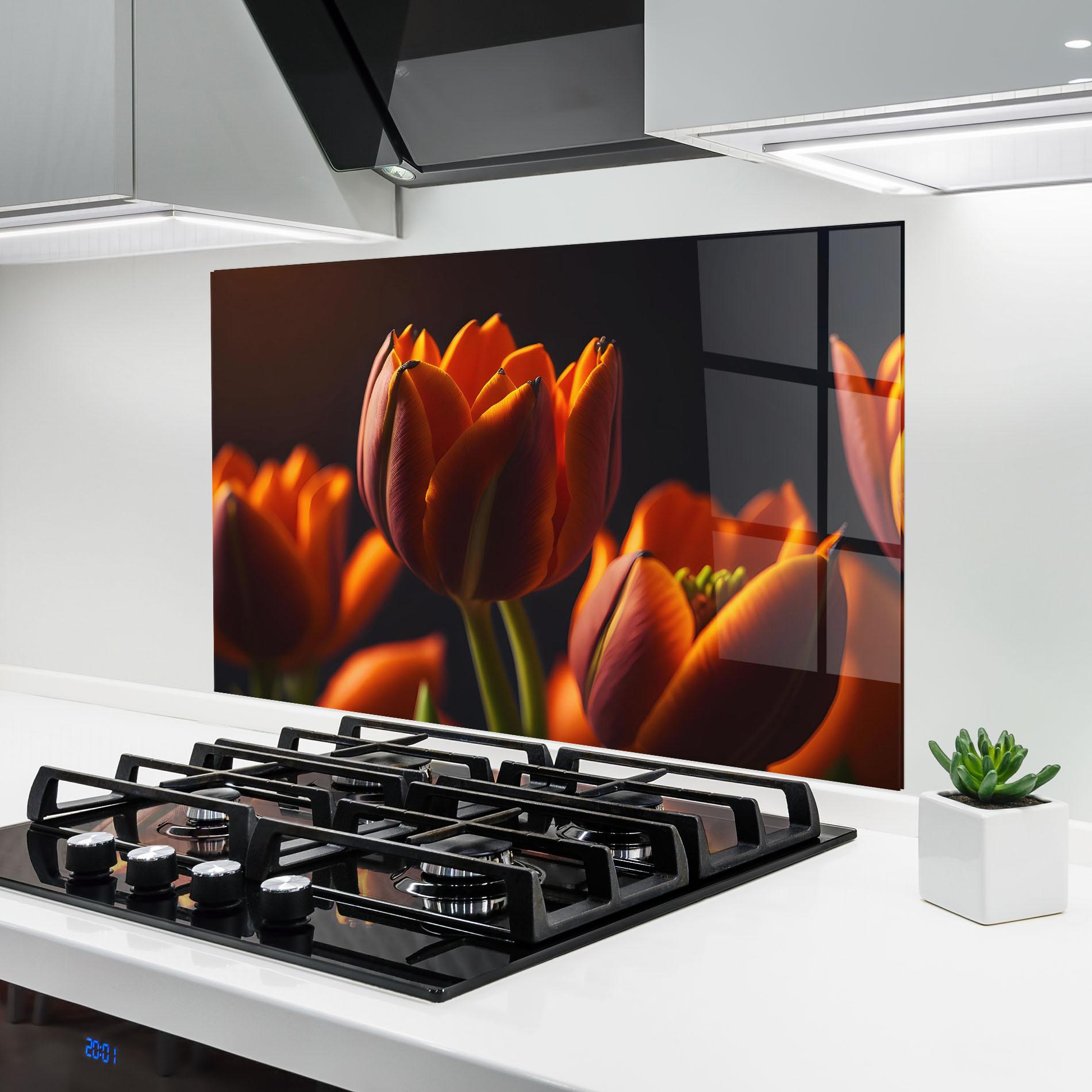Konyhai üveg hátfal Close Up Orange Tulip mockup 6