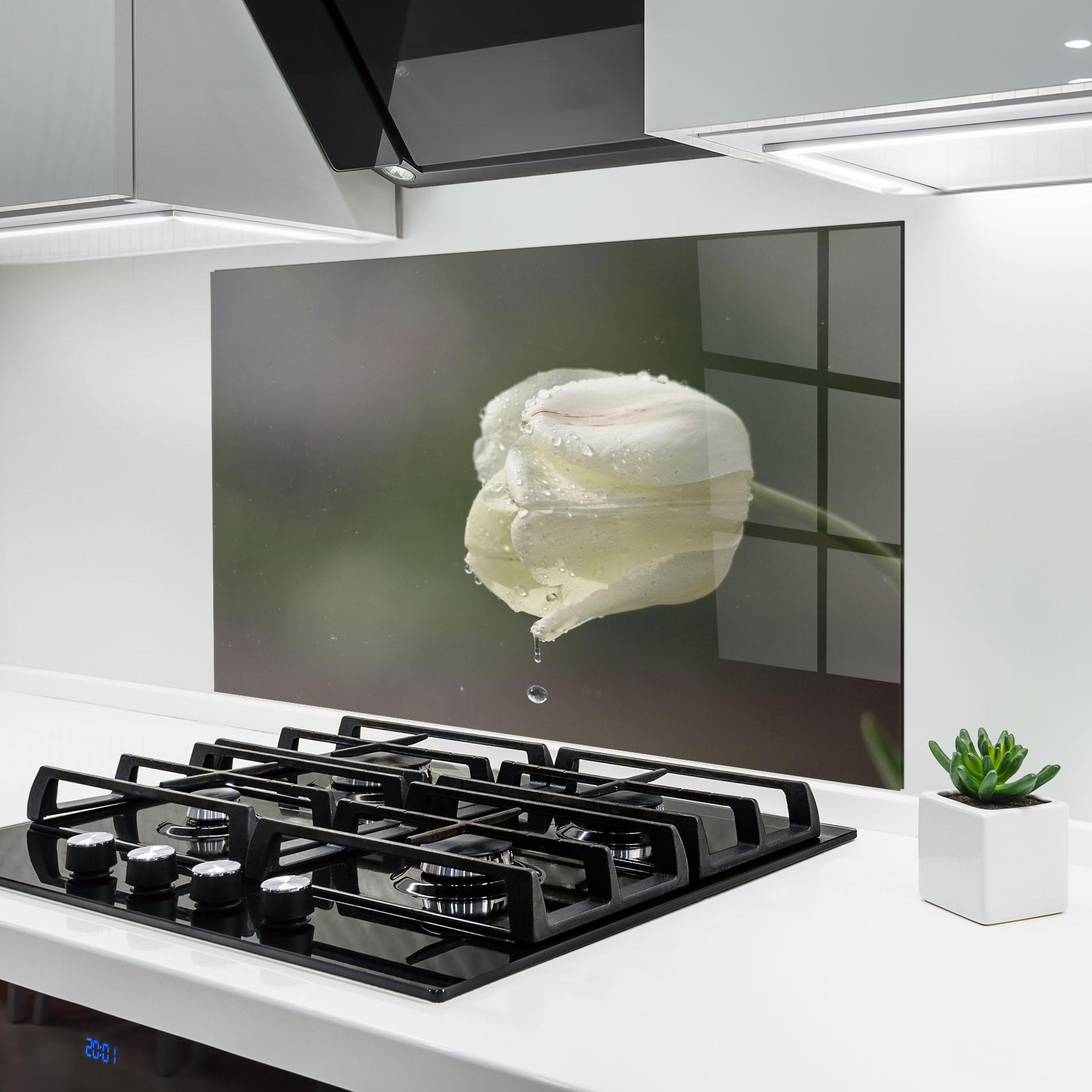 Konyhai üveg hátfal White Single Tulip mockup 6