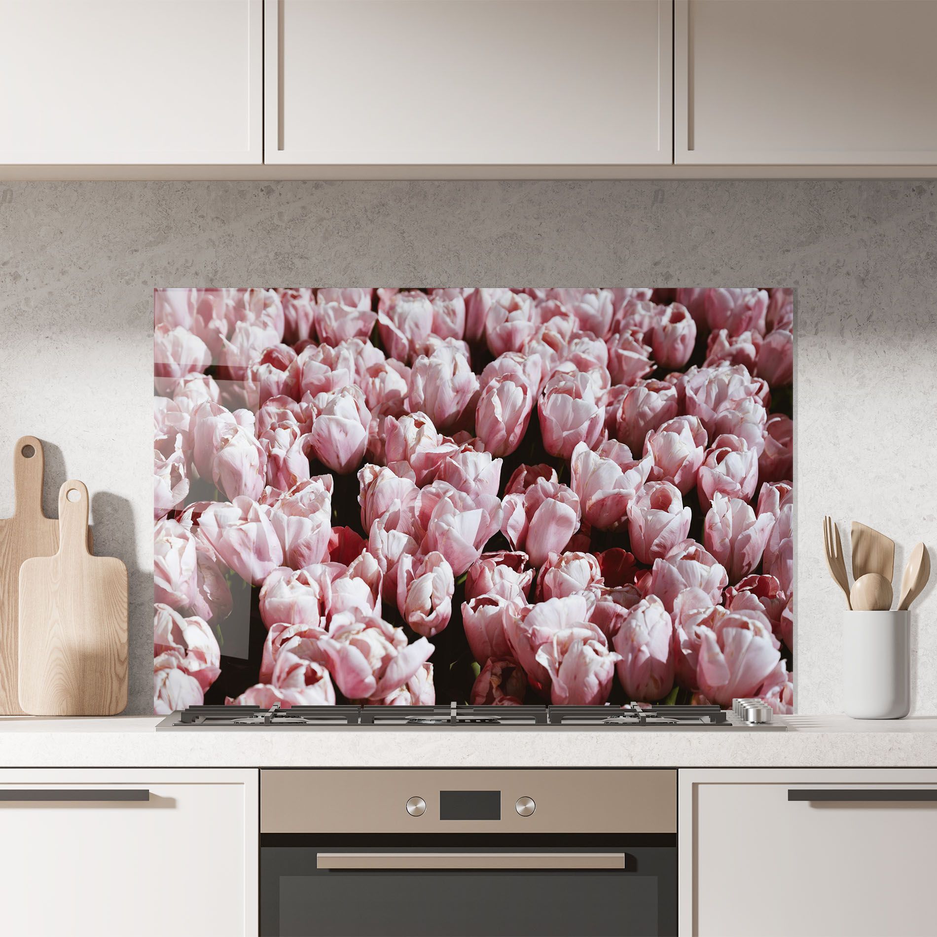 Pastel Pink Tulips Wall mockup 7