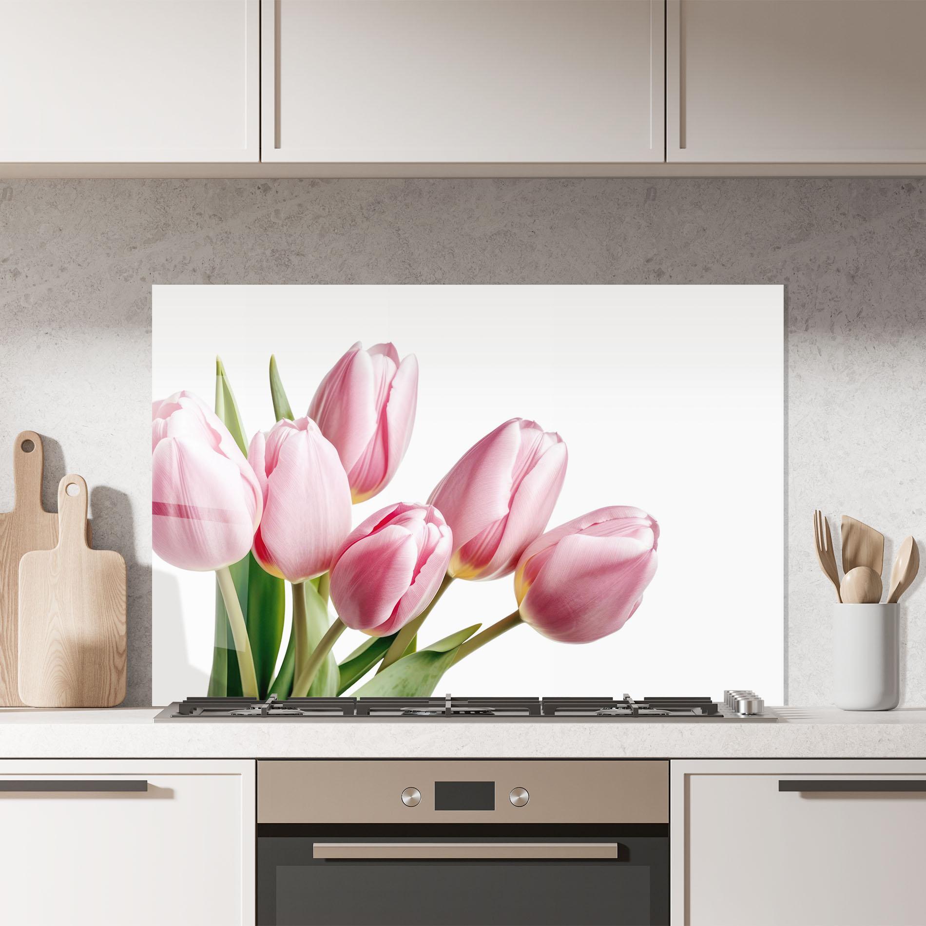 Konyhai üveg hátfal Pink Tulips mockup 7
