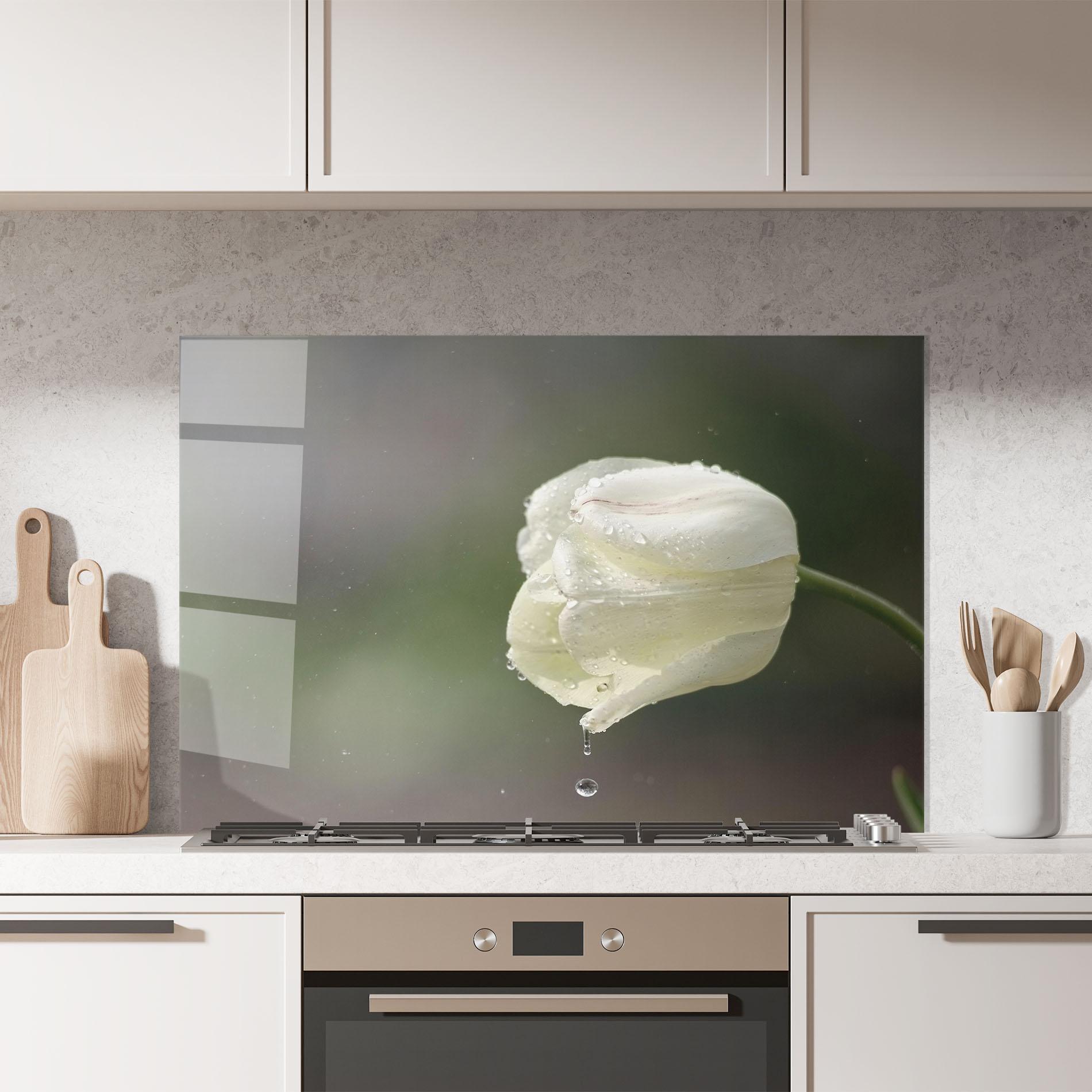 Konyhai üveg hátfal White Single Tulip mockup 7