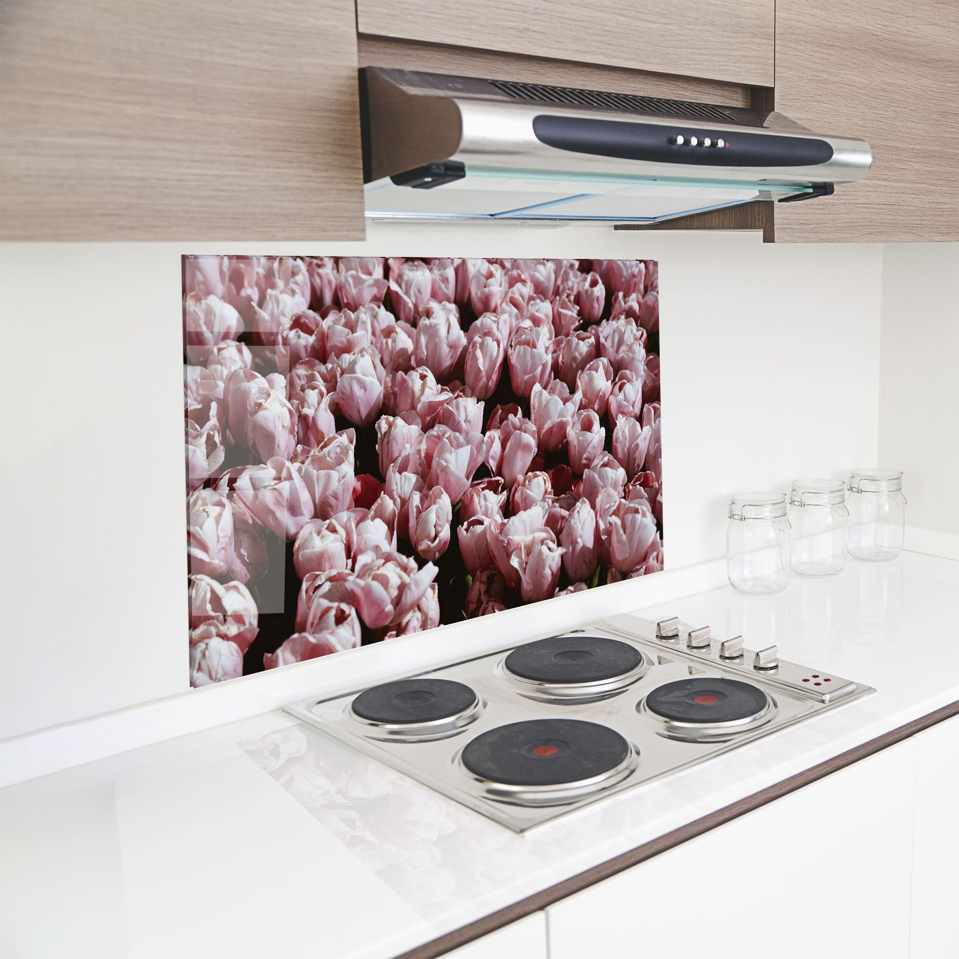 Pastel Pink Tulips Wall mockup 8