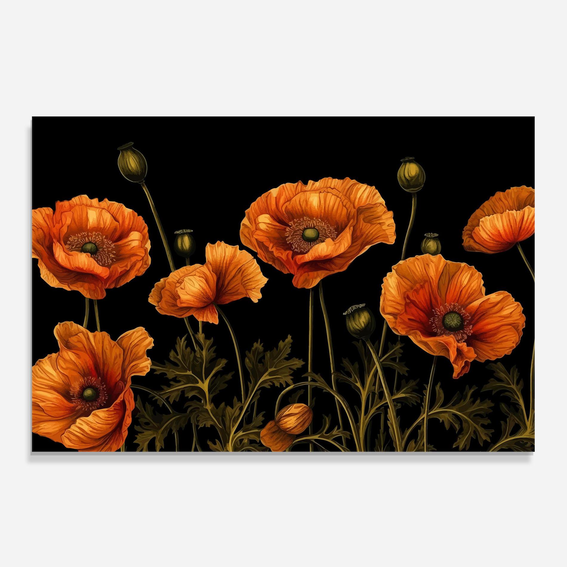 Konyhai üveg hátfal Orange Poppies mockup 0