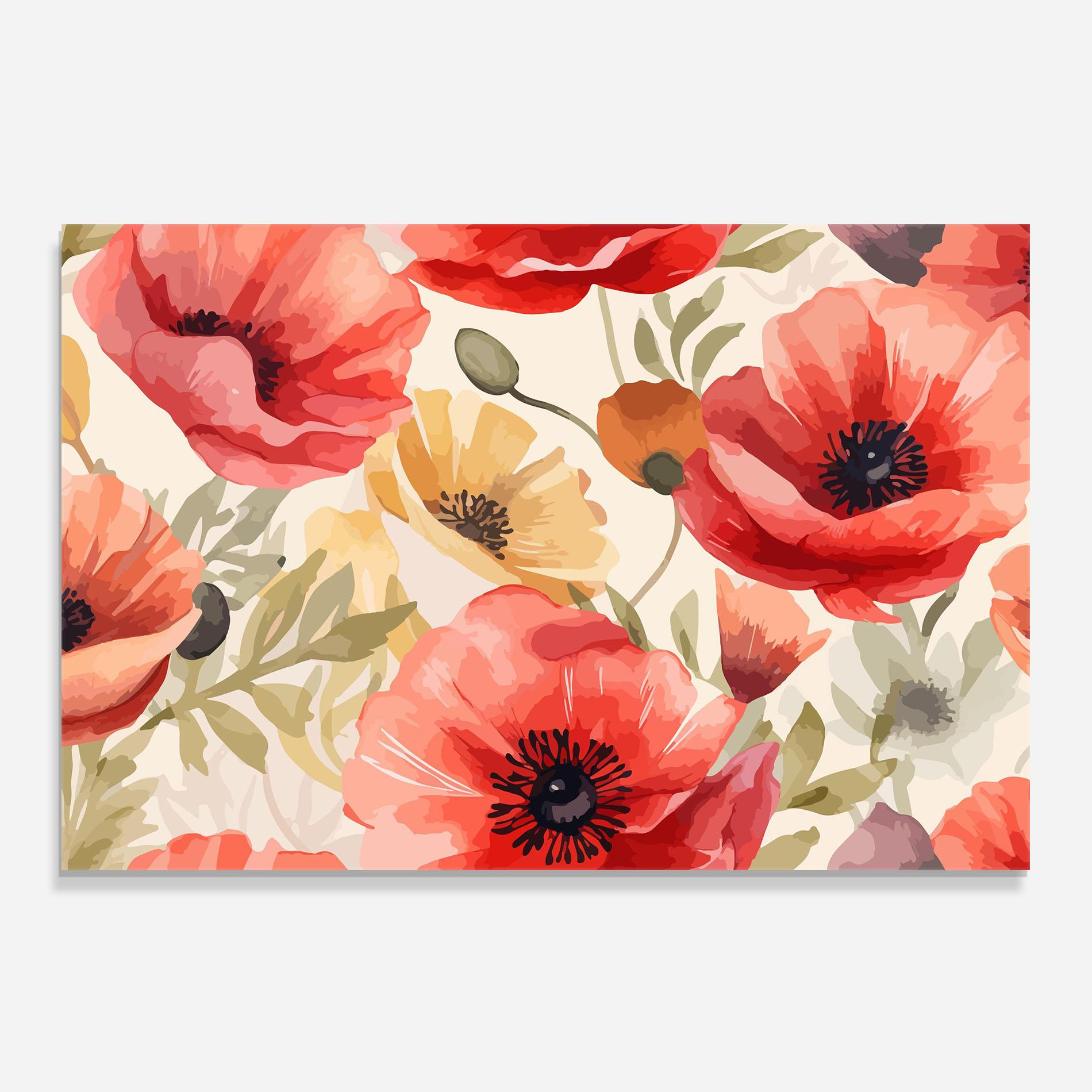 Konyhai üveg hátfal Orange Red Poppy mockup 0