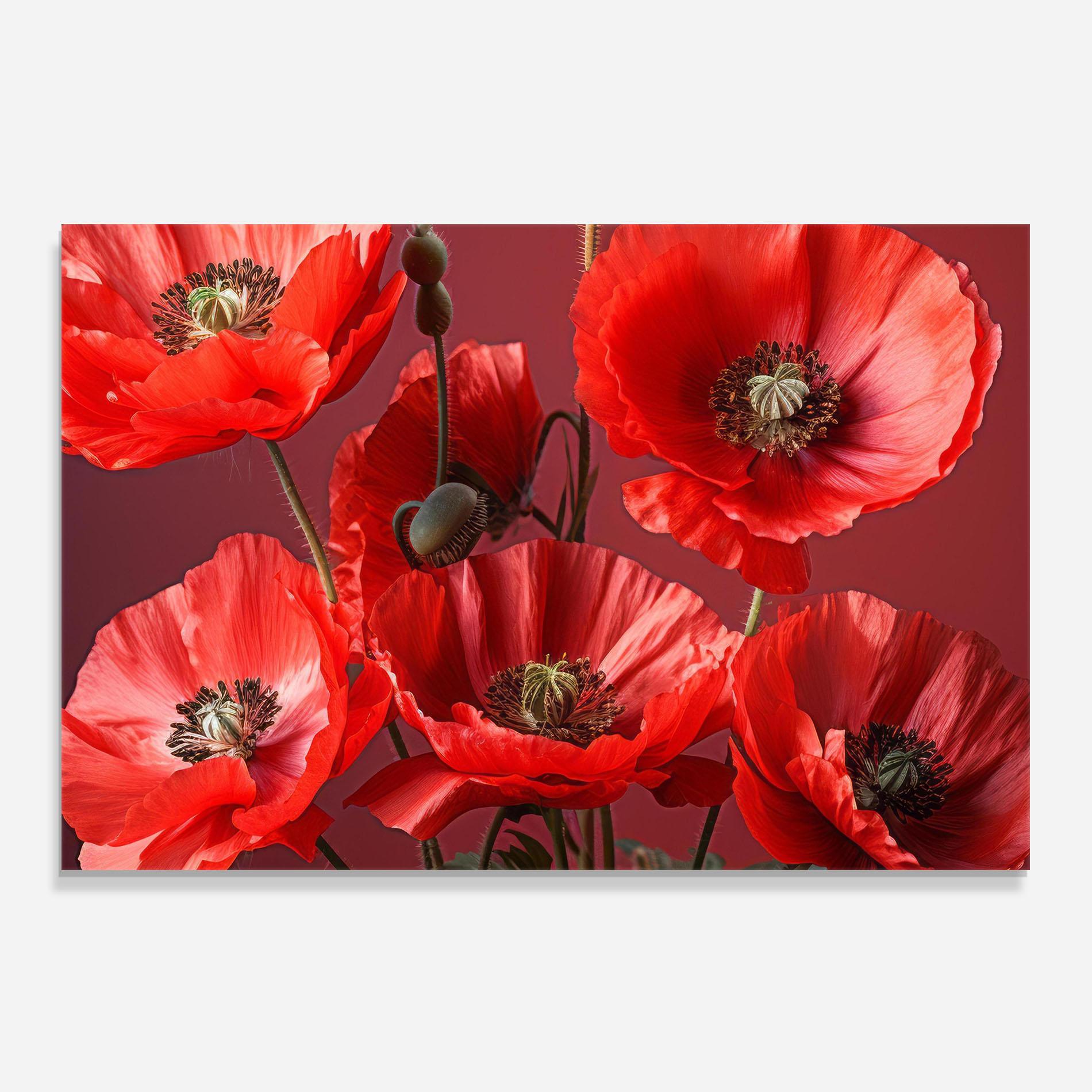 Konyhai üveg hátfal Red Poppies mockup 0