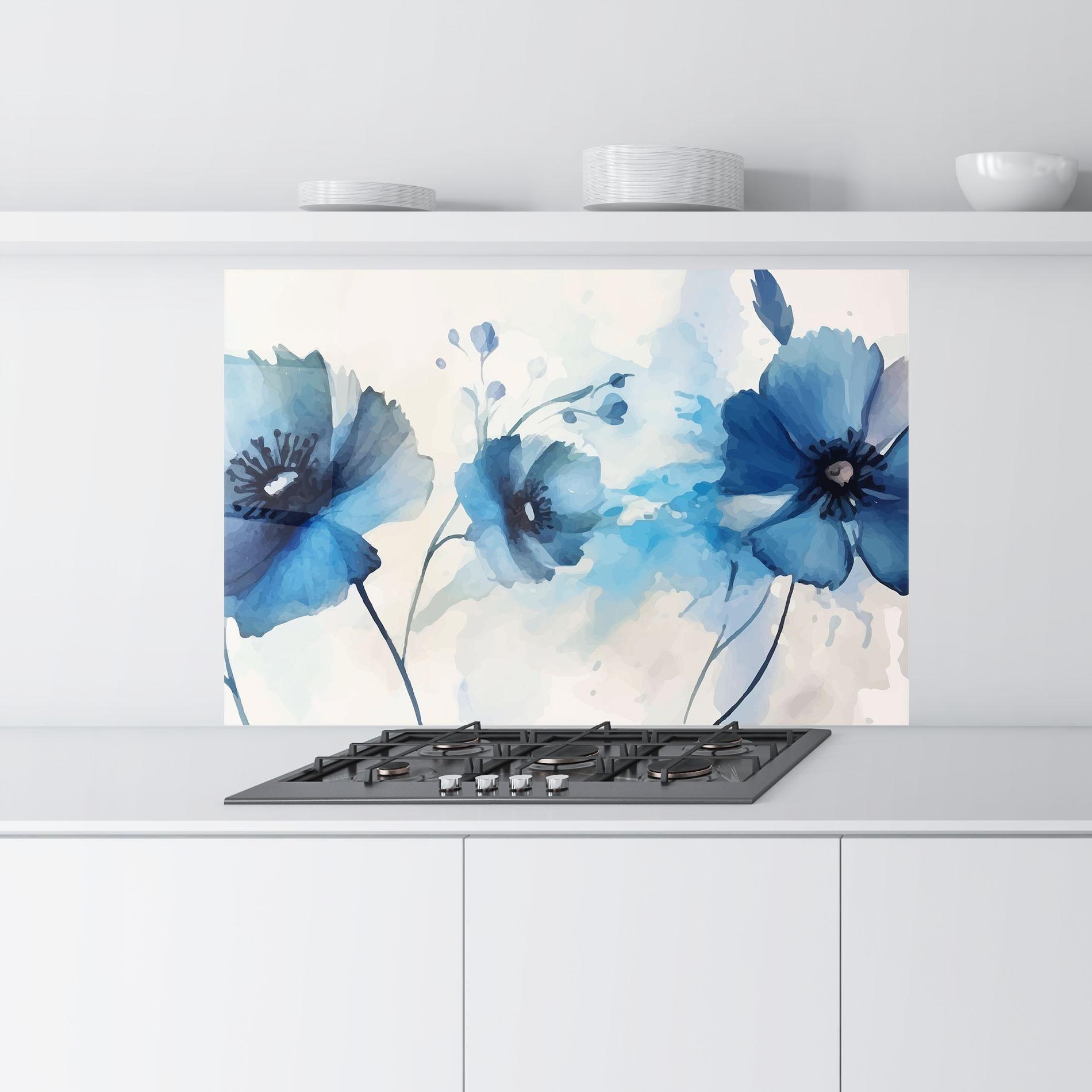 Konyhai üveg hátfal Blue Poppies mockup 9
