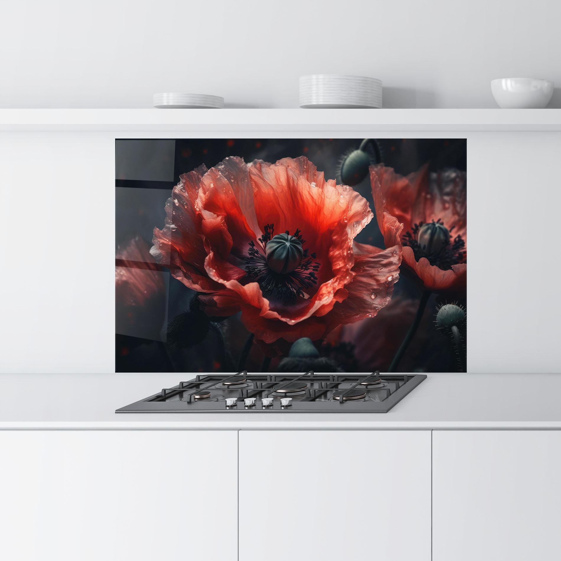 Konyhai üveg hátfal Dark Shade Poppy mockup 9