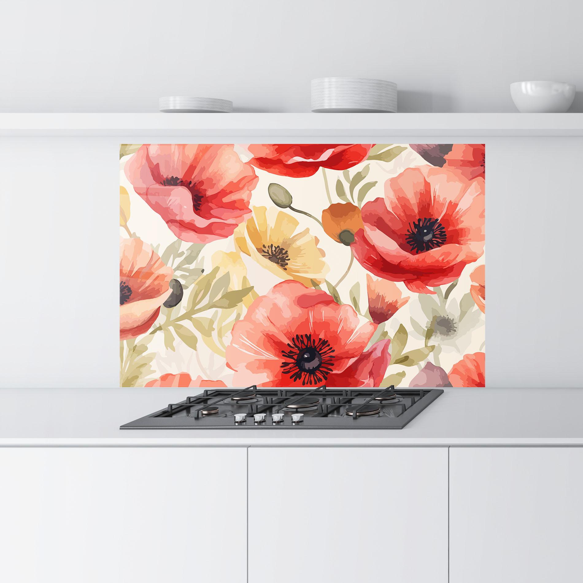 Konyhai üveg hátfal Orange Red Poppy mockup 9