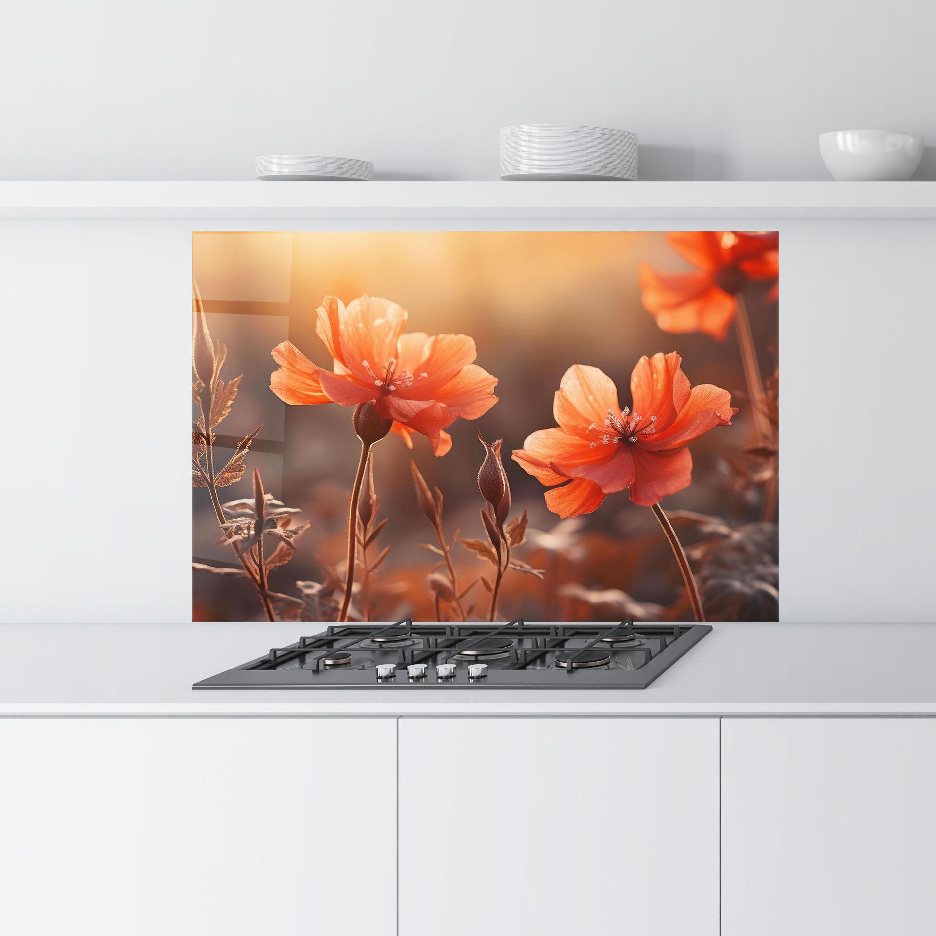 Konyhai üveg hátfal Orange Small Poppy mockup 9