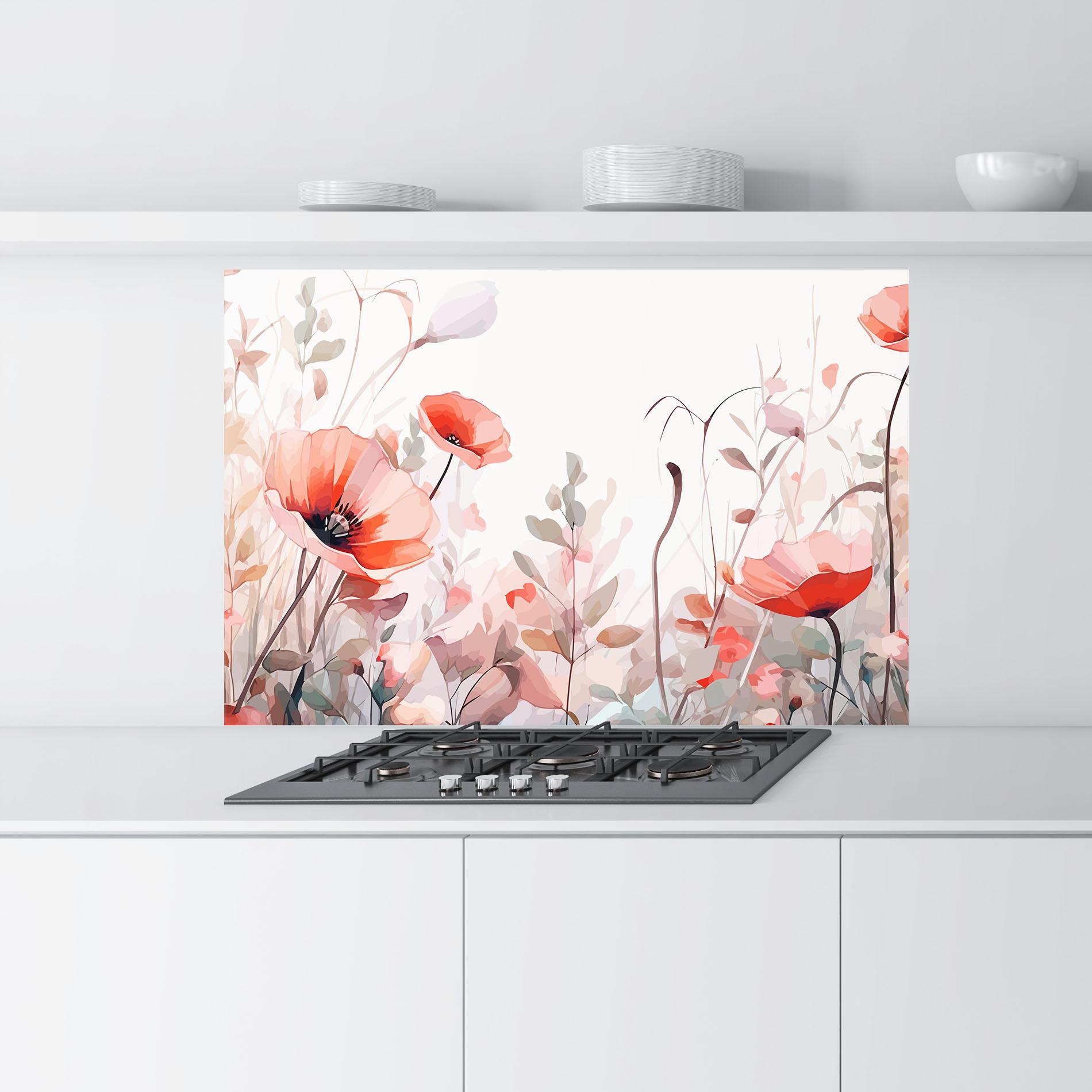 Konyhai üveg hátfal Pastel Red Poppy mockup 9