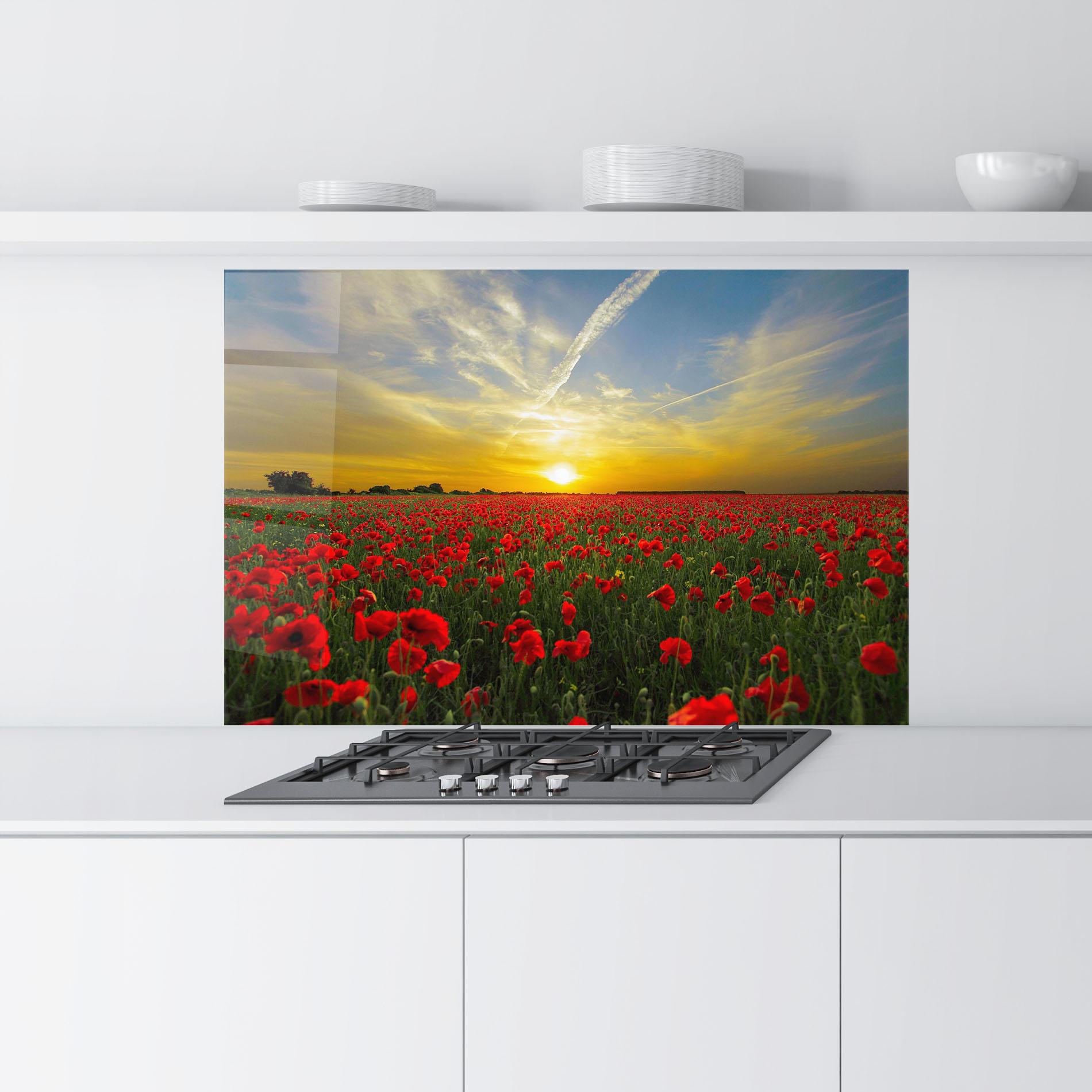 Konyhai üveg hátfal Poppies Sunset mockup 9