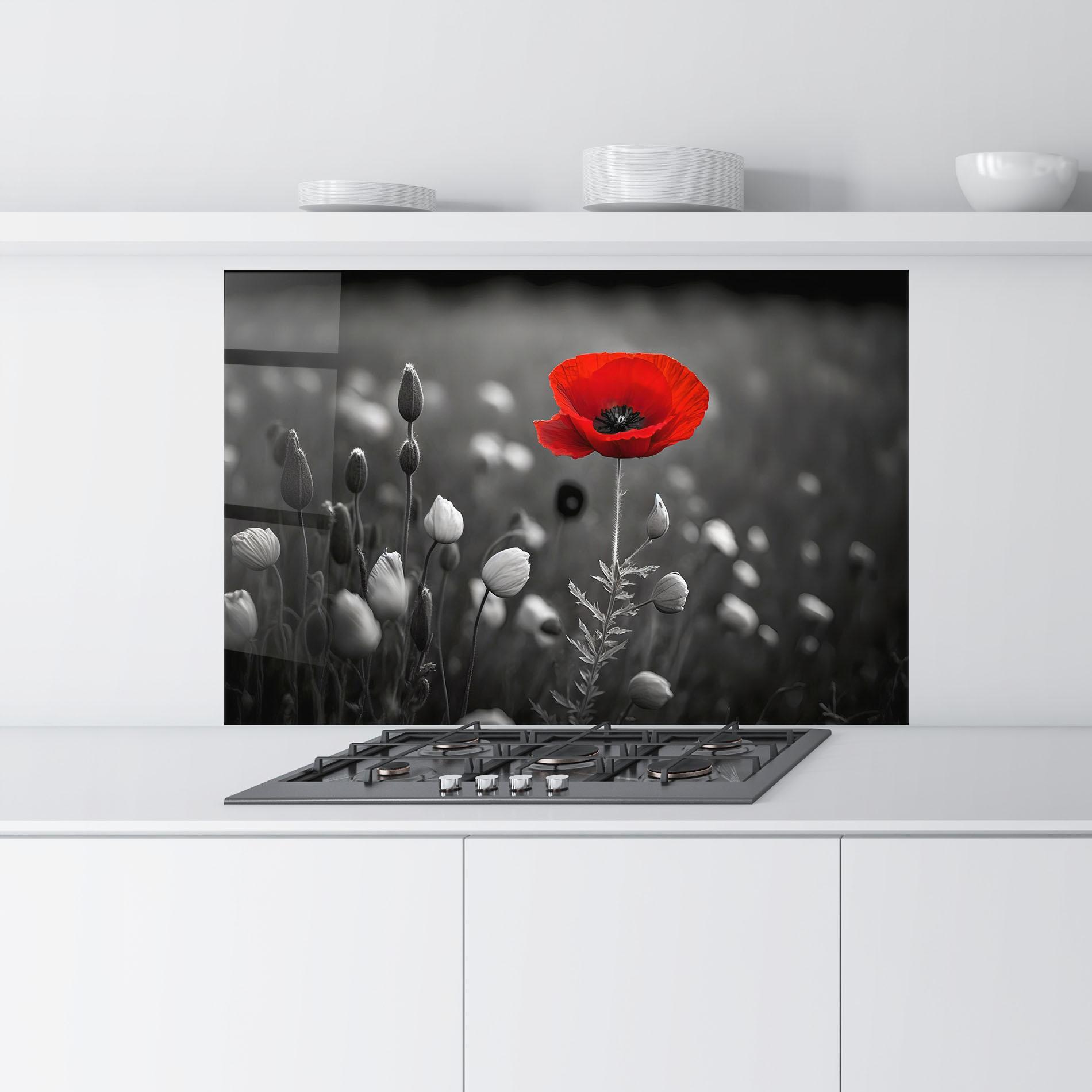 Konyhai üveg hátfal Special Red Poppy mockup 9