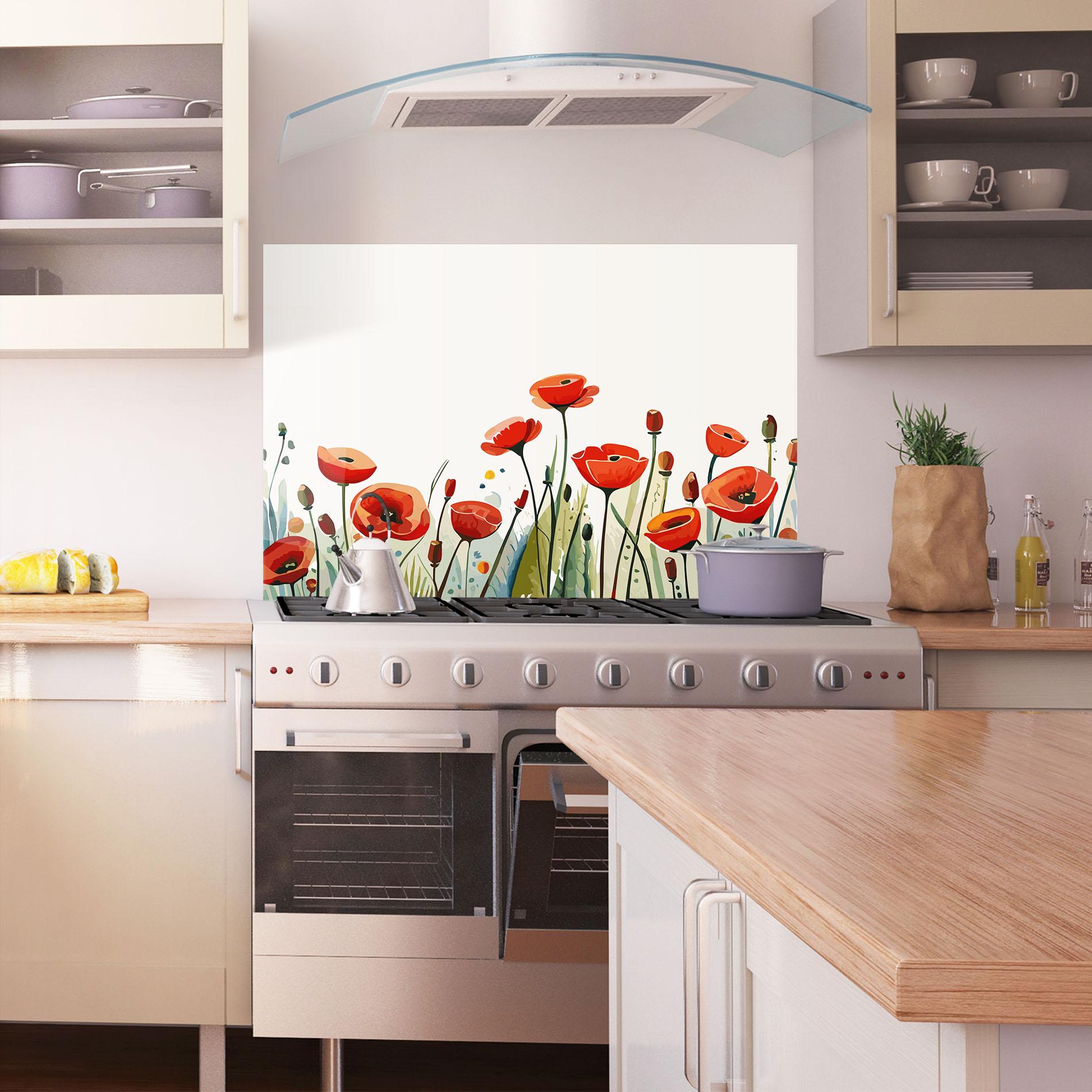 Konyhai üveg hátfal Minimalist Poppy mockup 1