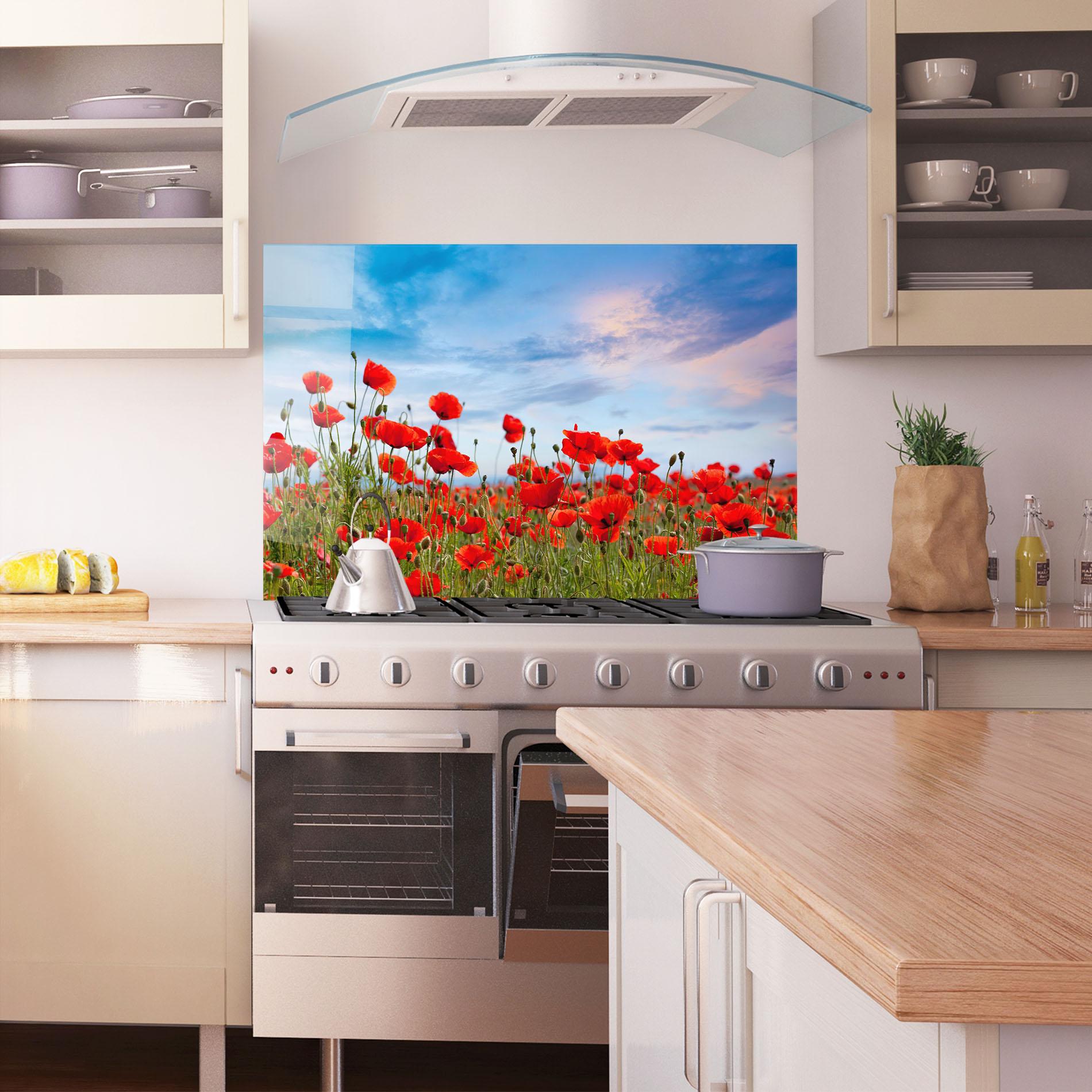 Konyhai üveg hátfal Poppy Field mockup 1