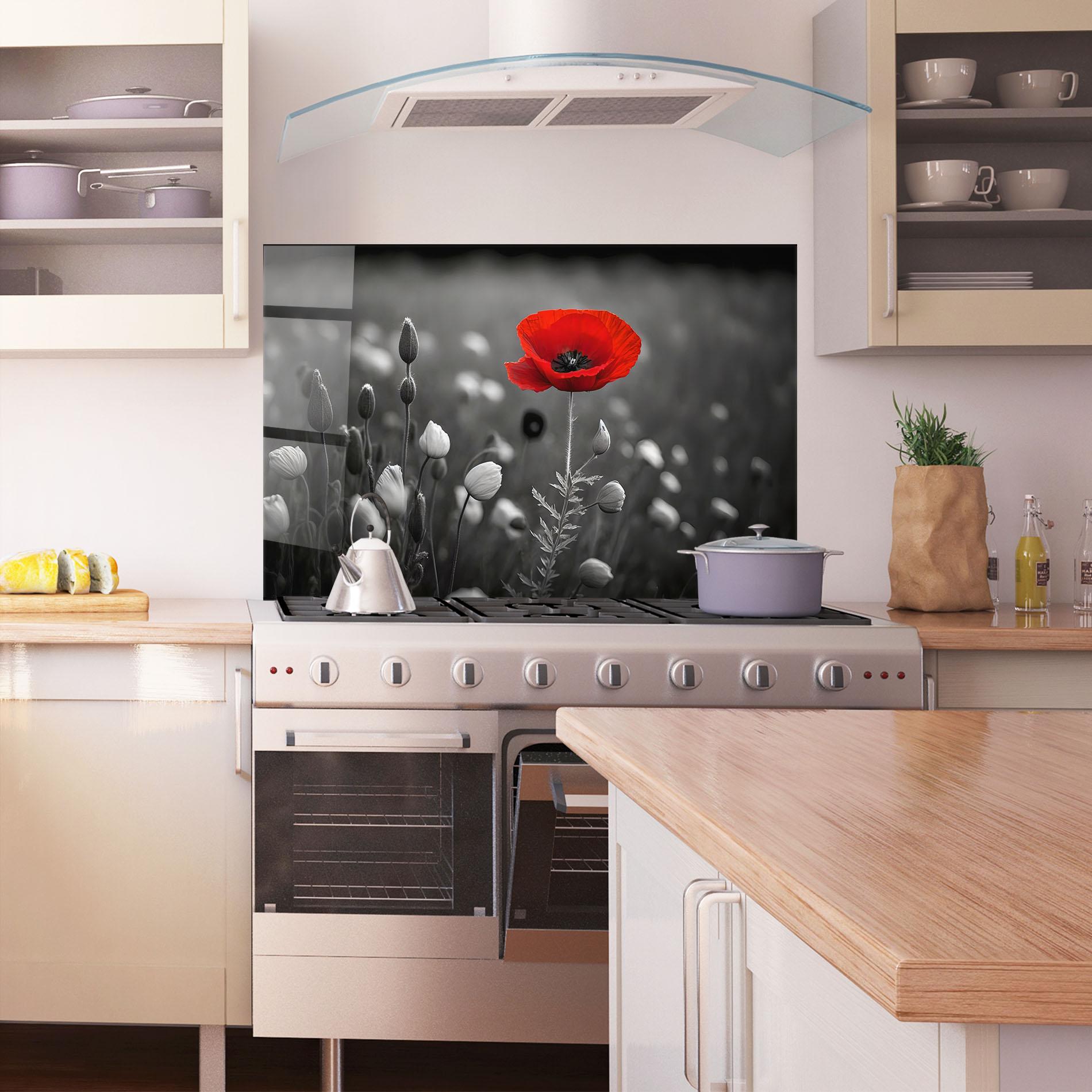 Konyhai üveg hátfal Special Red Poppy mockup 1