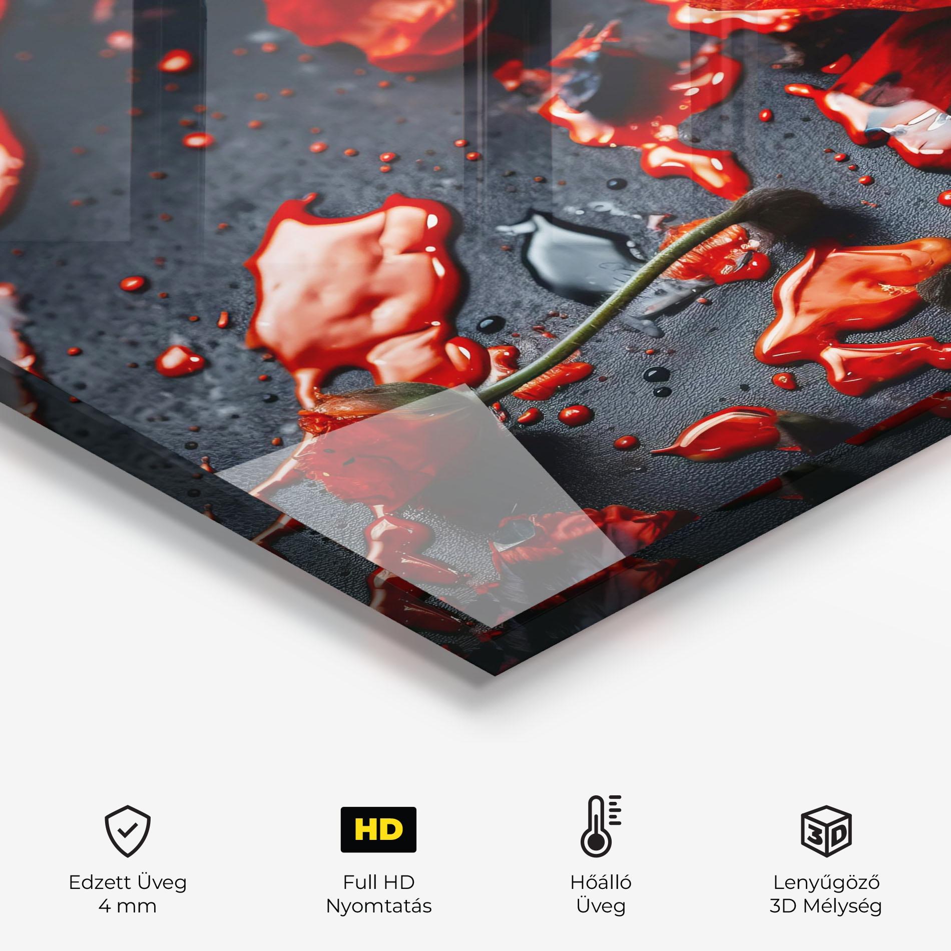 Konyhai üveg hátfal Beautiful Red Poppy Liquid mockup 2