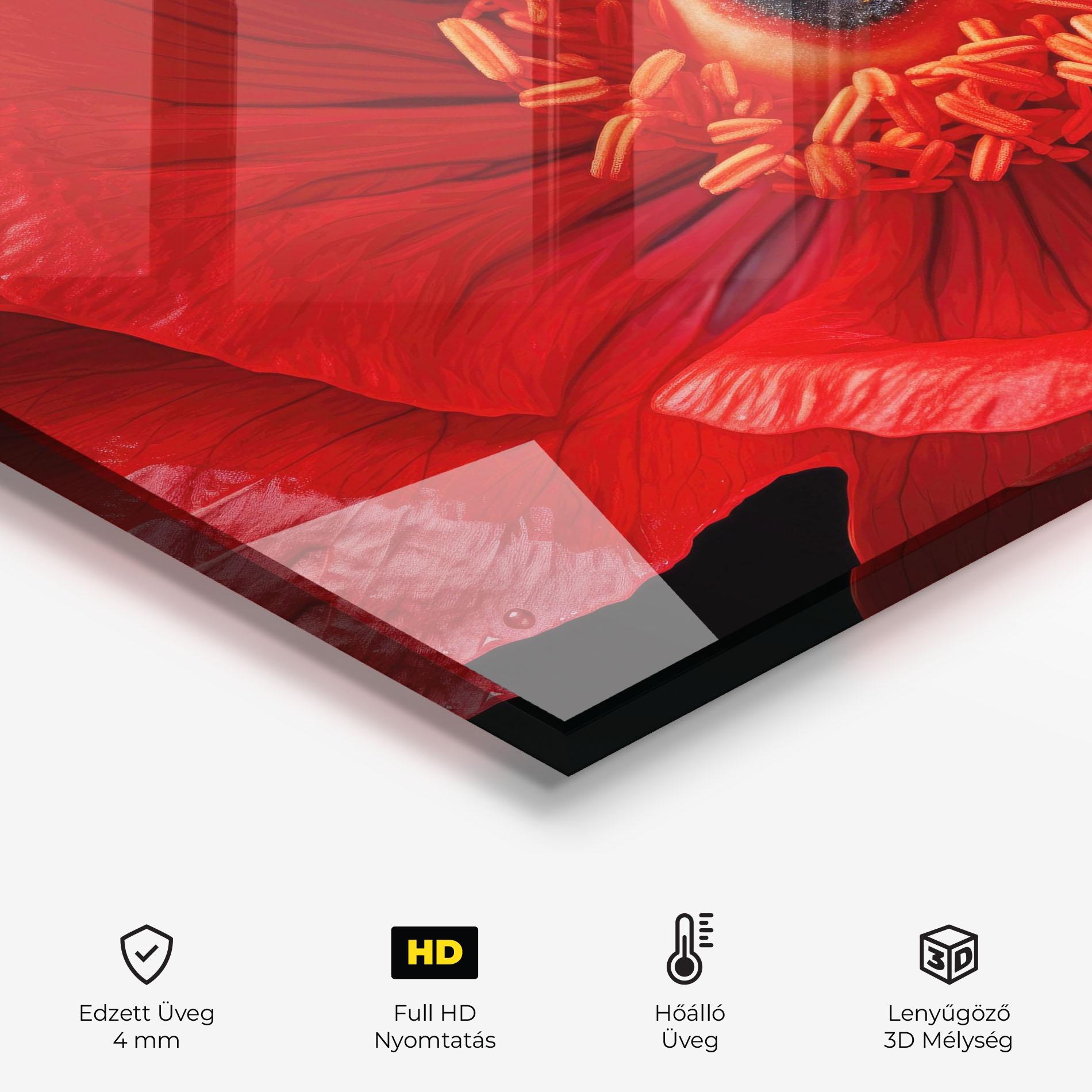 Konyhai üveg hátfal Big Poppy Close Up mockup 2