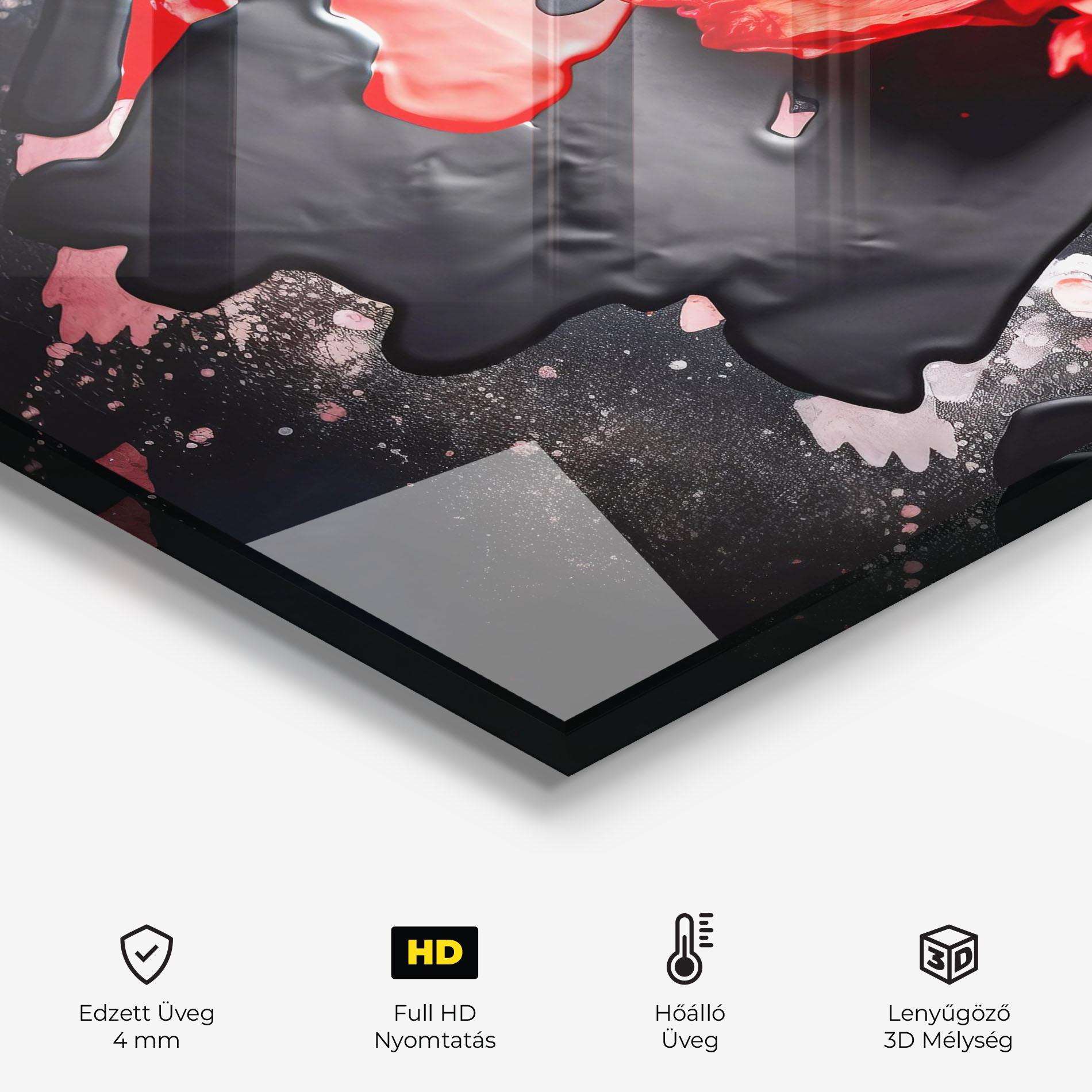 Konyhai üveg hátfal Black Liquid Poppy mockup 2