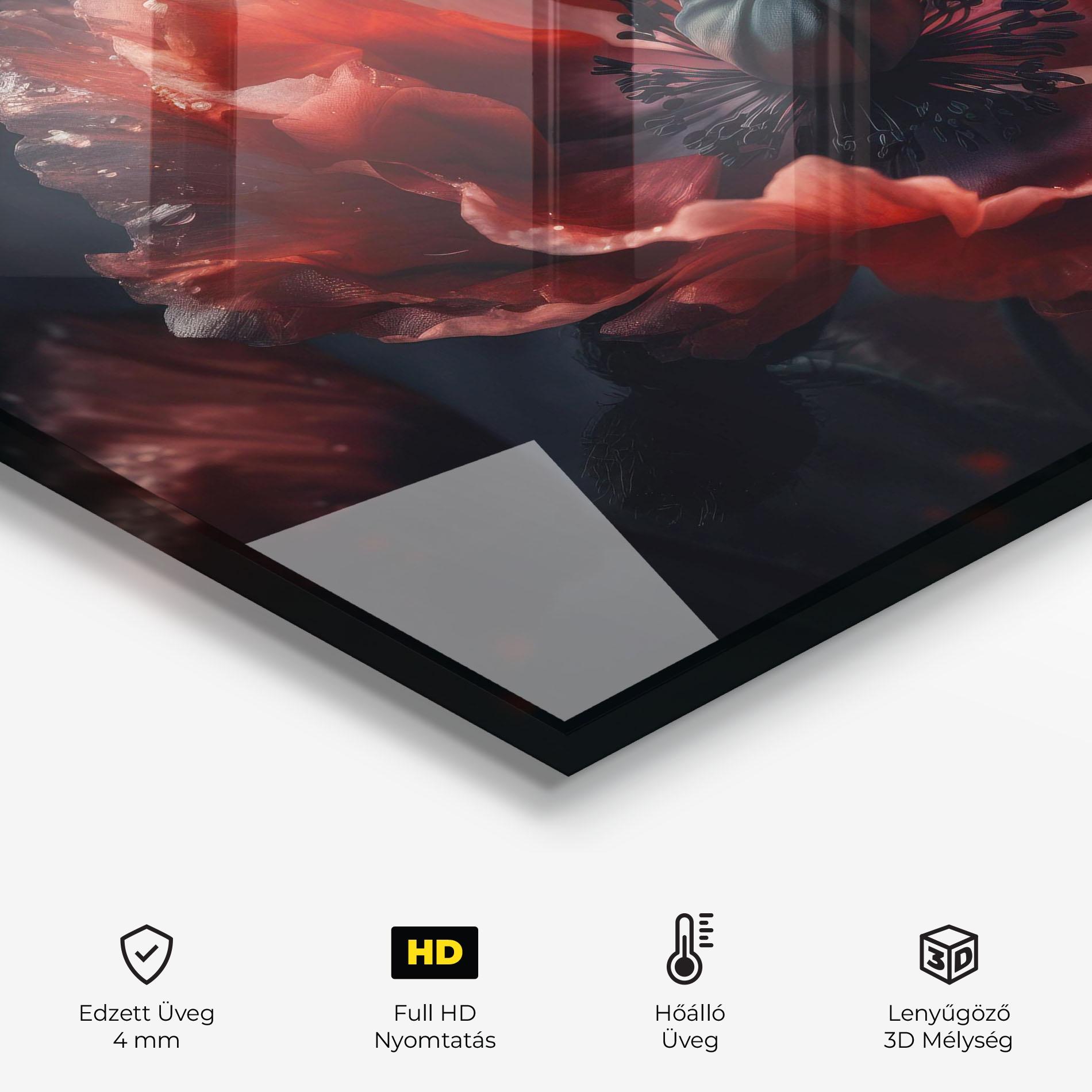 Konyhai üveg hátfal Dark Shade Poppy mockup 2