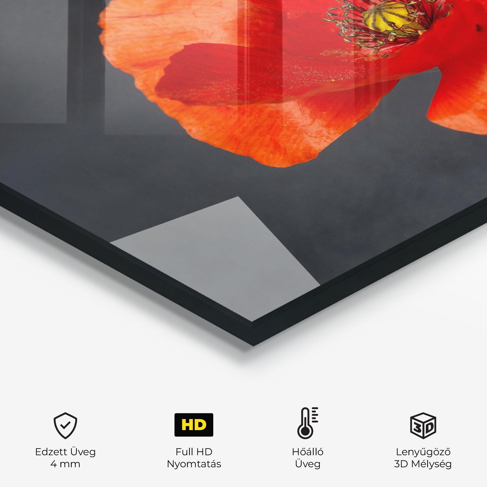 Konyhai üveg hátfal Light Red Poppy mockup 2