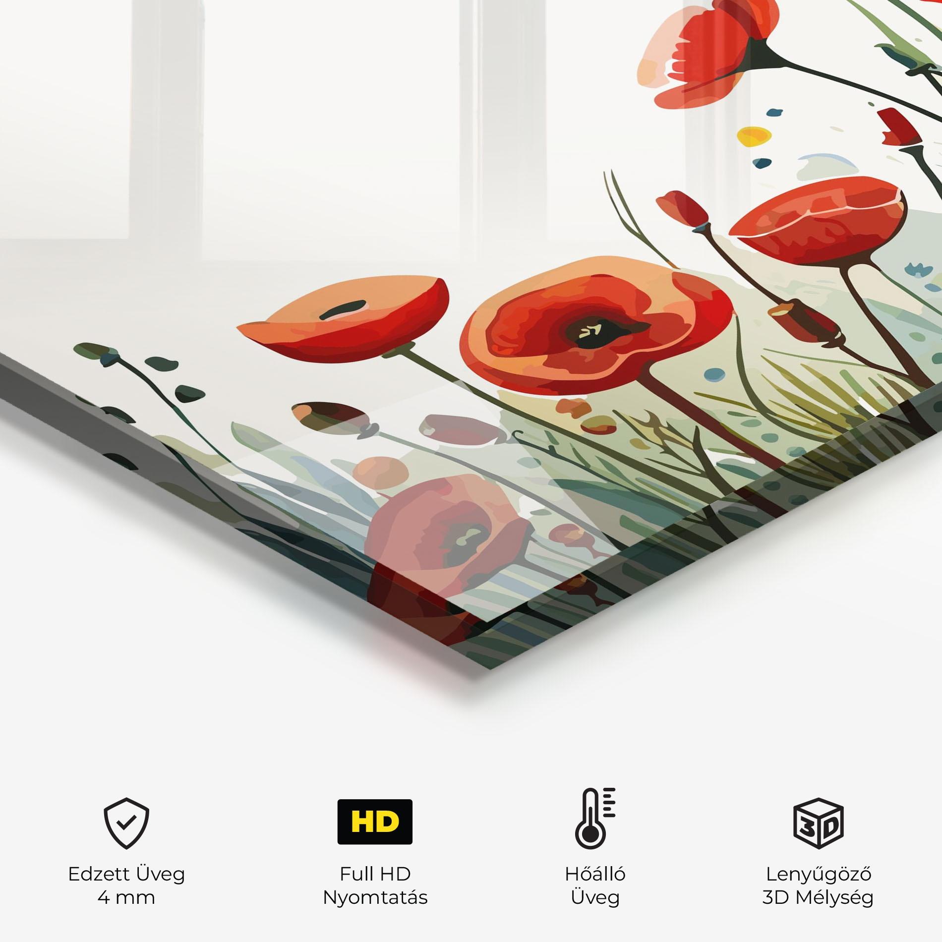 Konyhai üveg hátfal Minimalist Poppy mockup 2