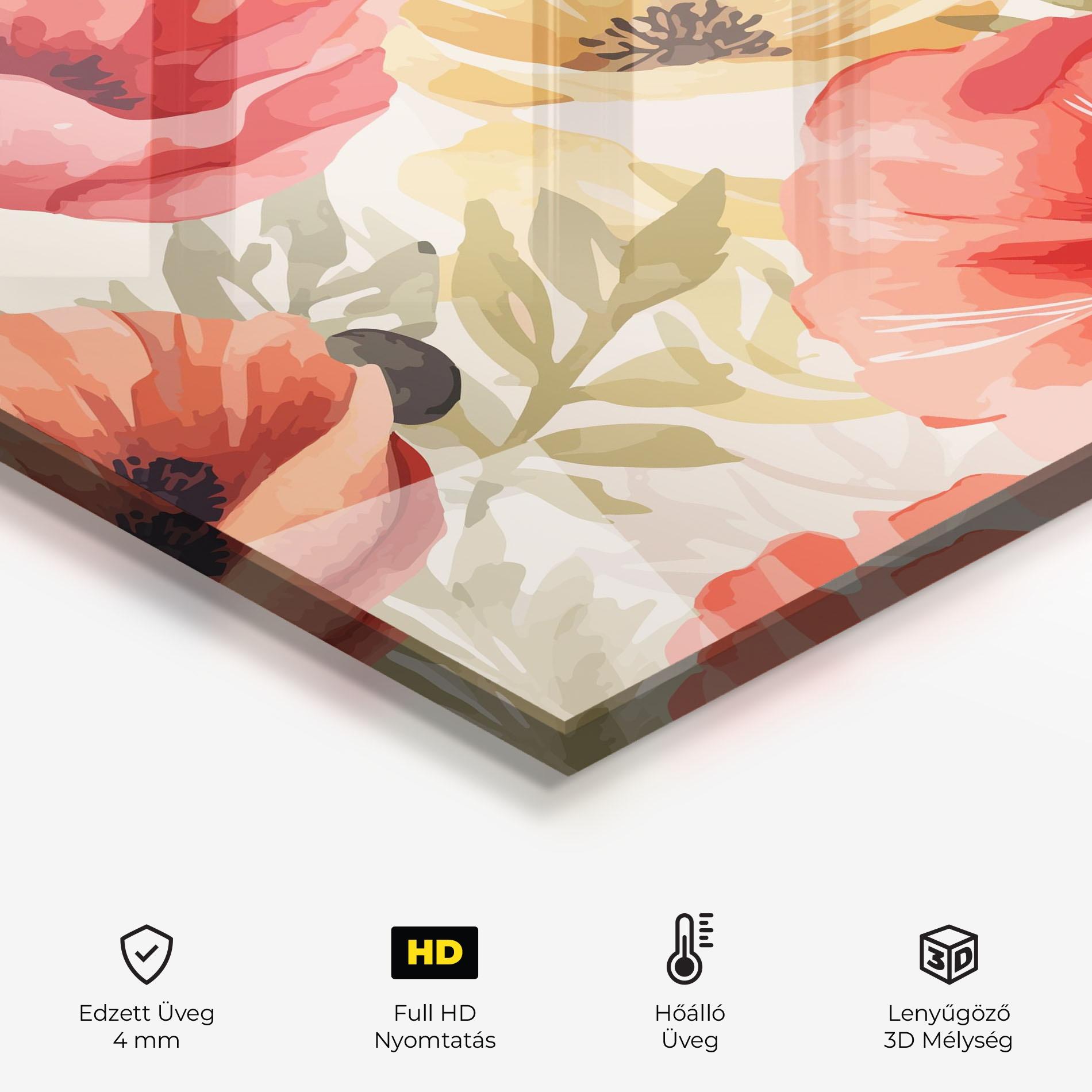 Konyhai üveg hátfal Orange Red Poppy mockup 2