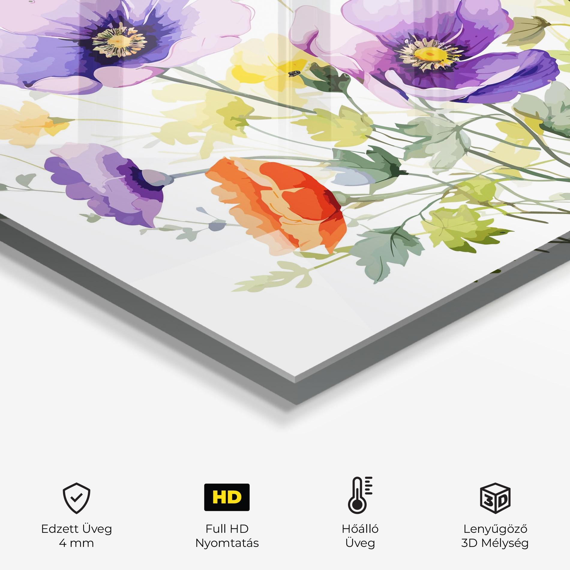 Konyhai üveg hátfal Purple Orange Poppy mockup 2