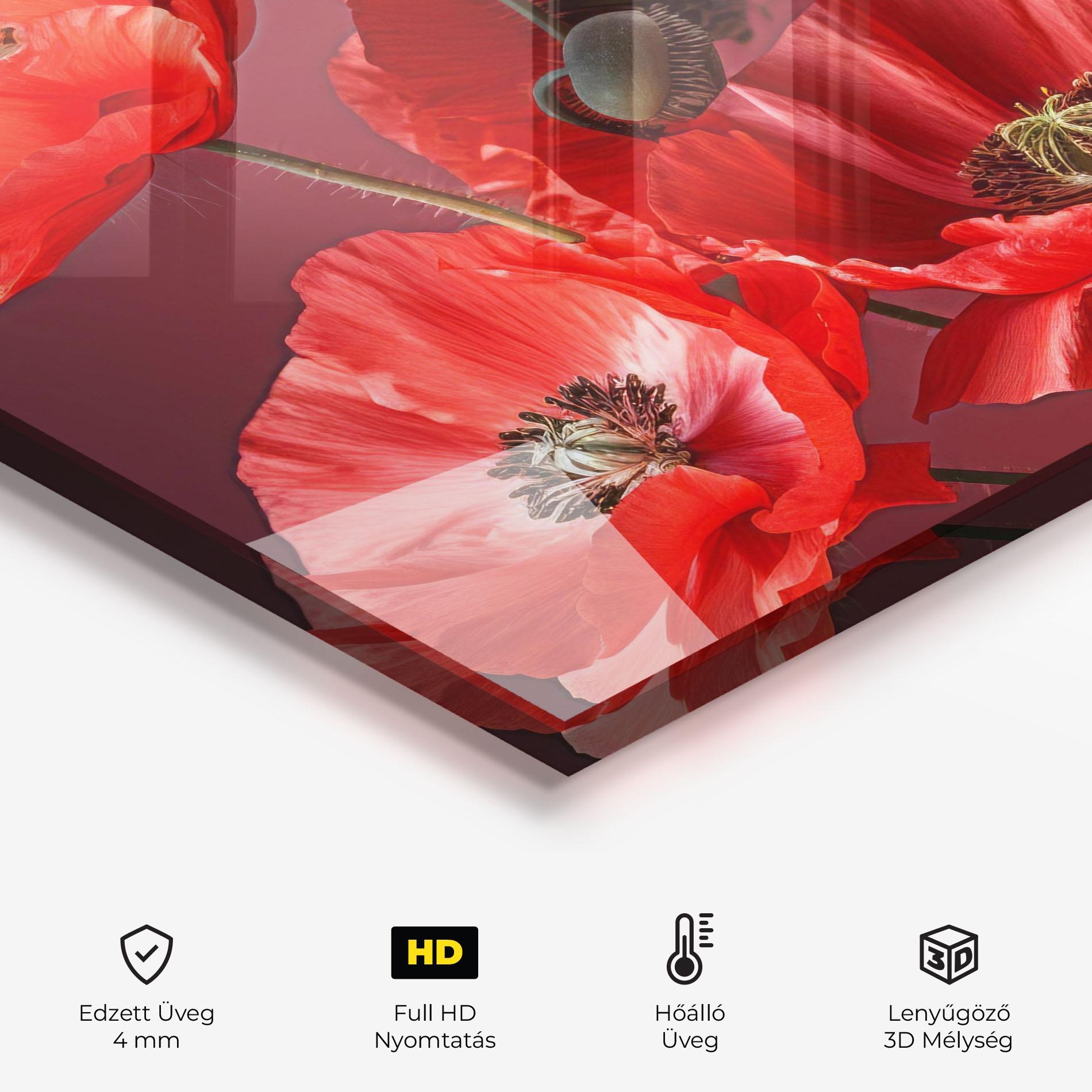 Konyhai üveg hátfal Red Poppies mockup 2