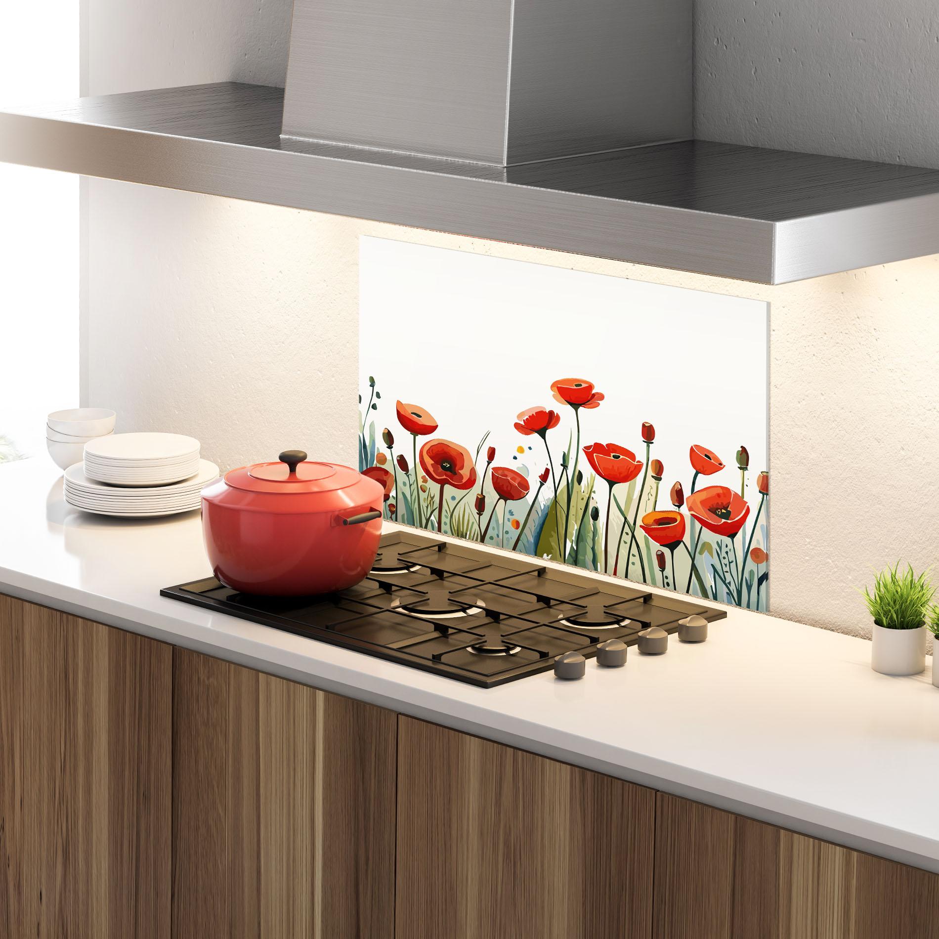 Konyhai üveg hátfal Minimalist Poppy mockup 4