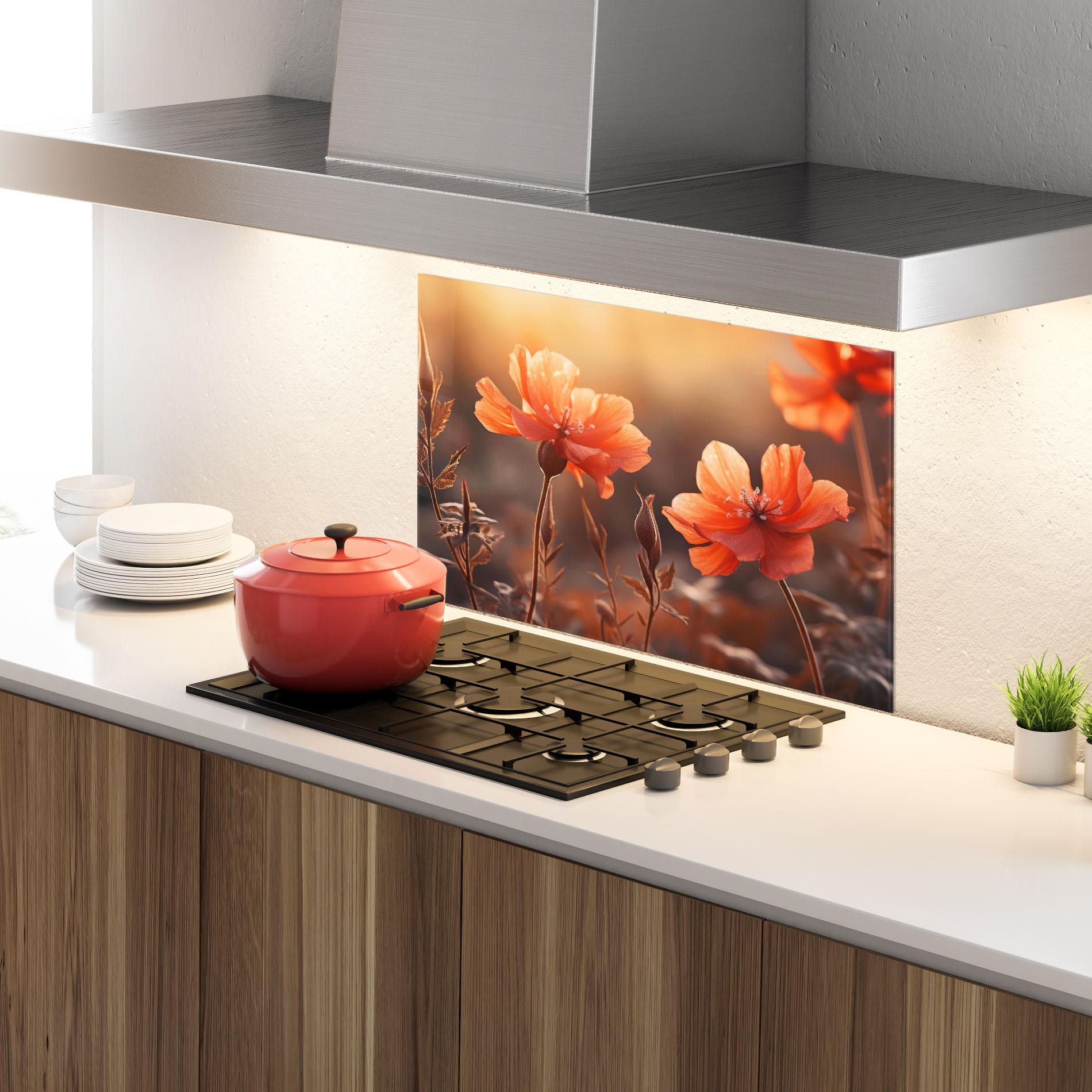 Konyhai üveg hátfal Orange Small Poppy mockup 4