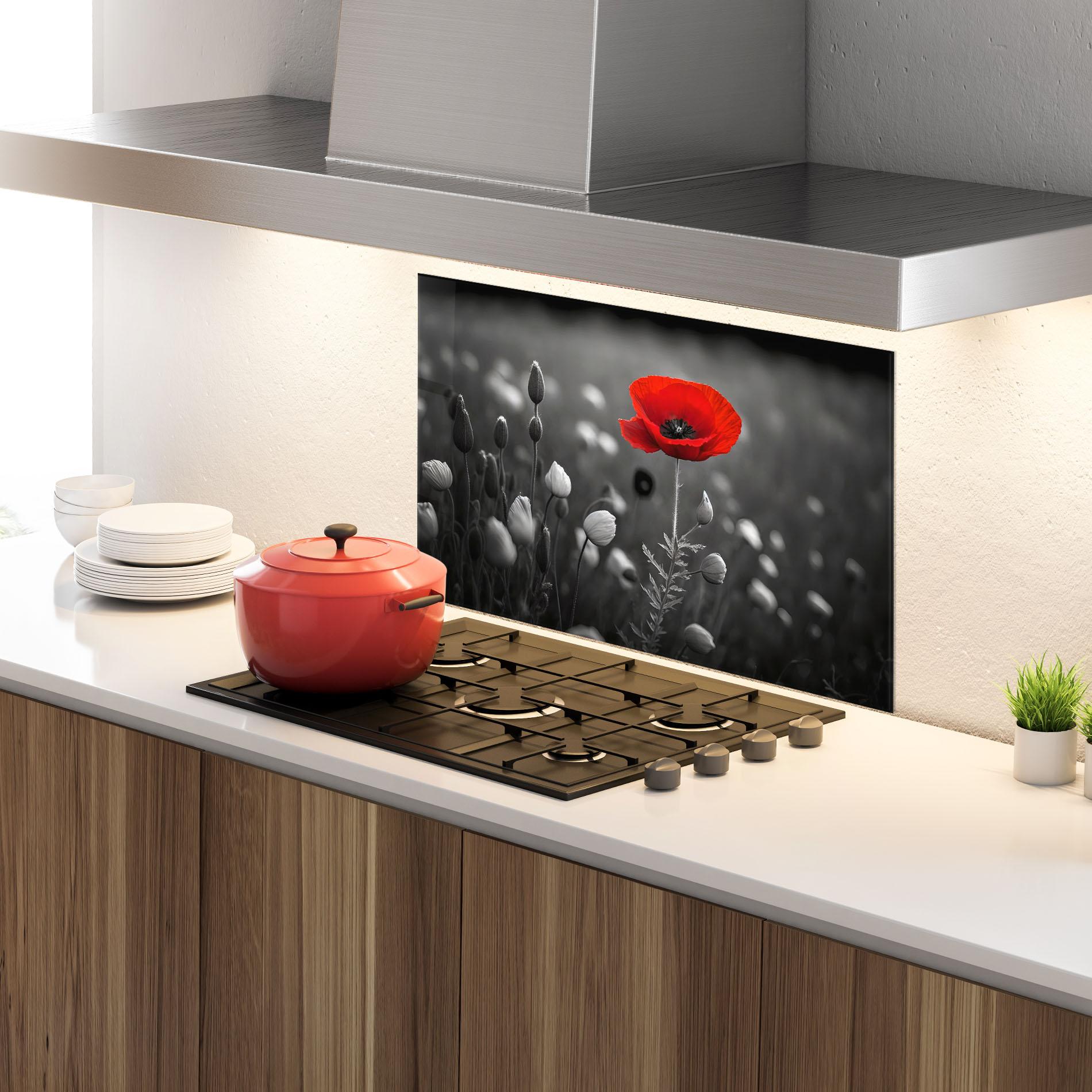 Konyhai üveg hátfal Special Red Poppy mockup 4