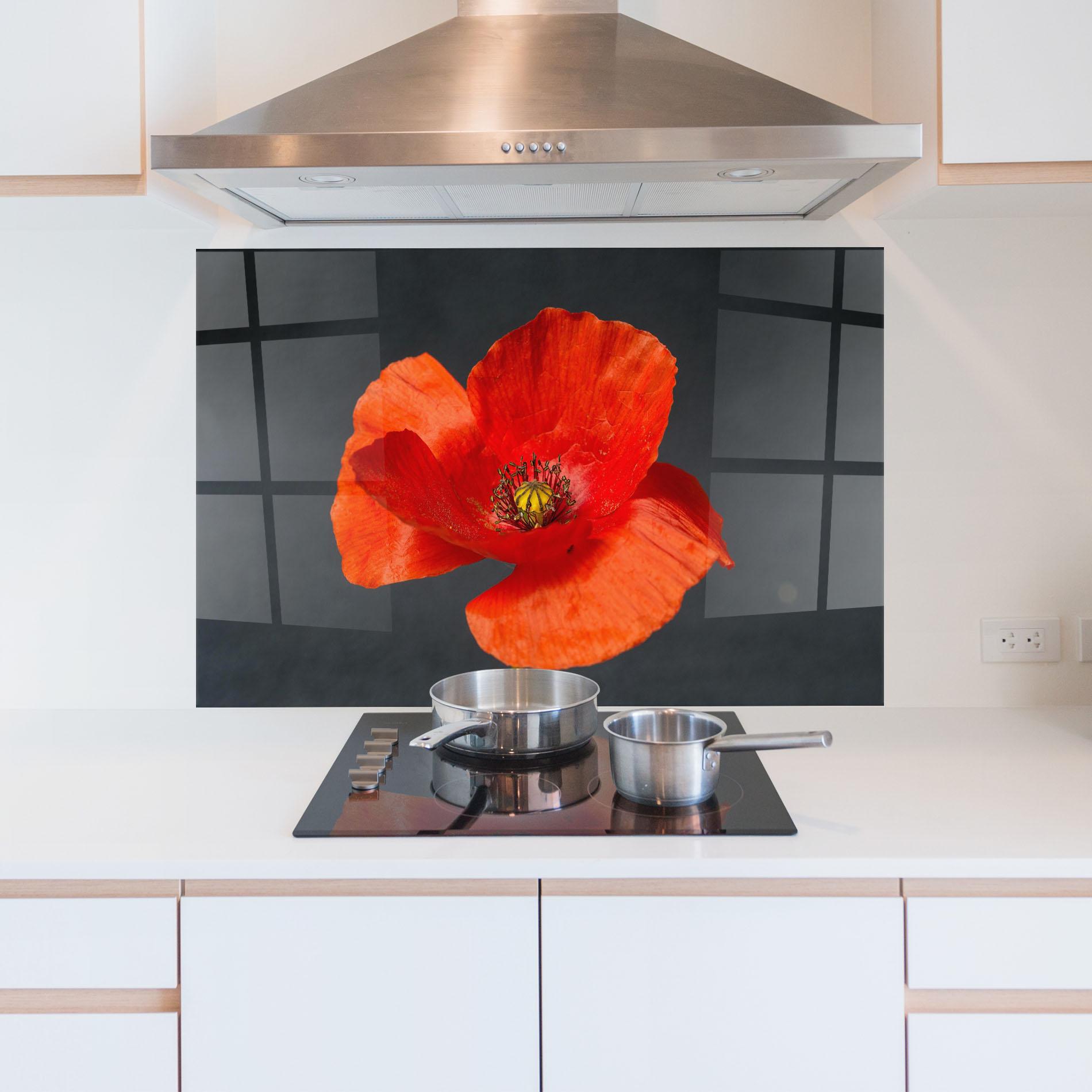 Konyhai üveg hátfal Light Red Poppy mockup 5