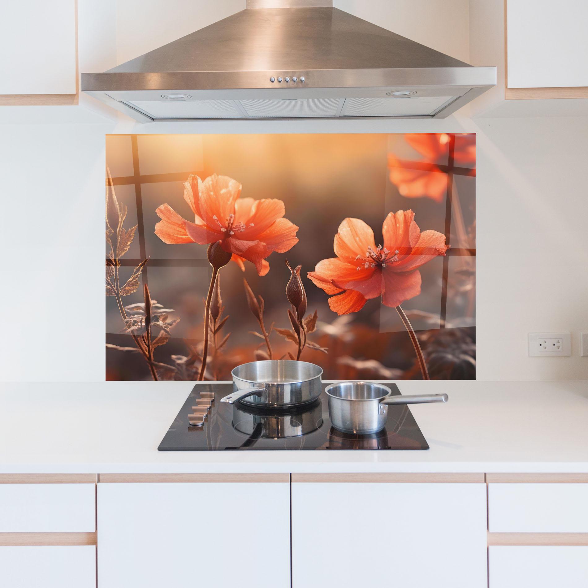 Konyhai üveg hátfal Orange Small Poppy mockup 5
