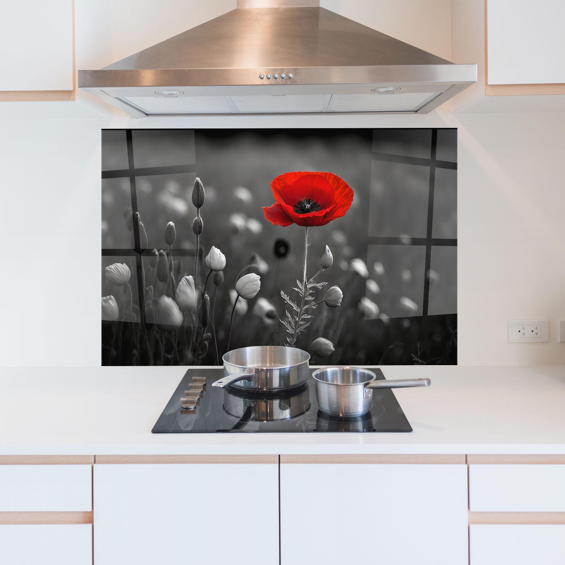 Konyhai üveg hátfal Special Red Poppy mockup 5