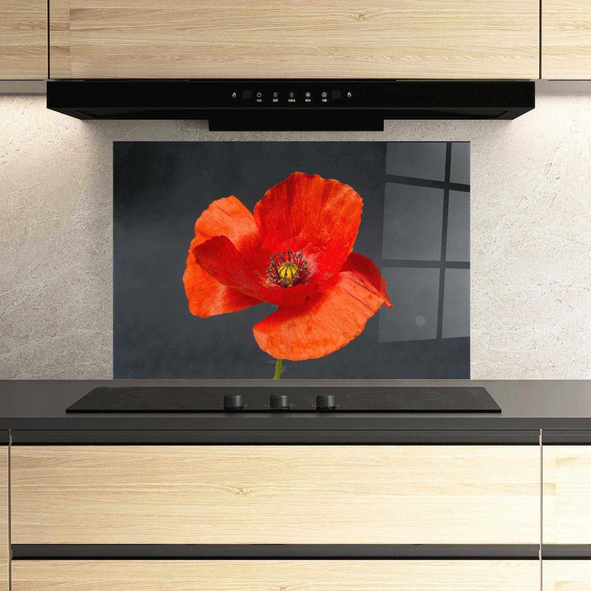 Konyhai üveg hátfal Light Red Poppy mockup 3