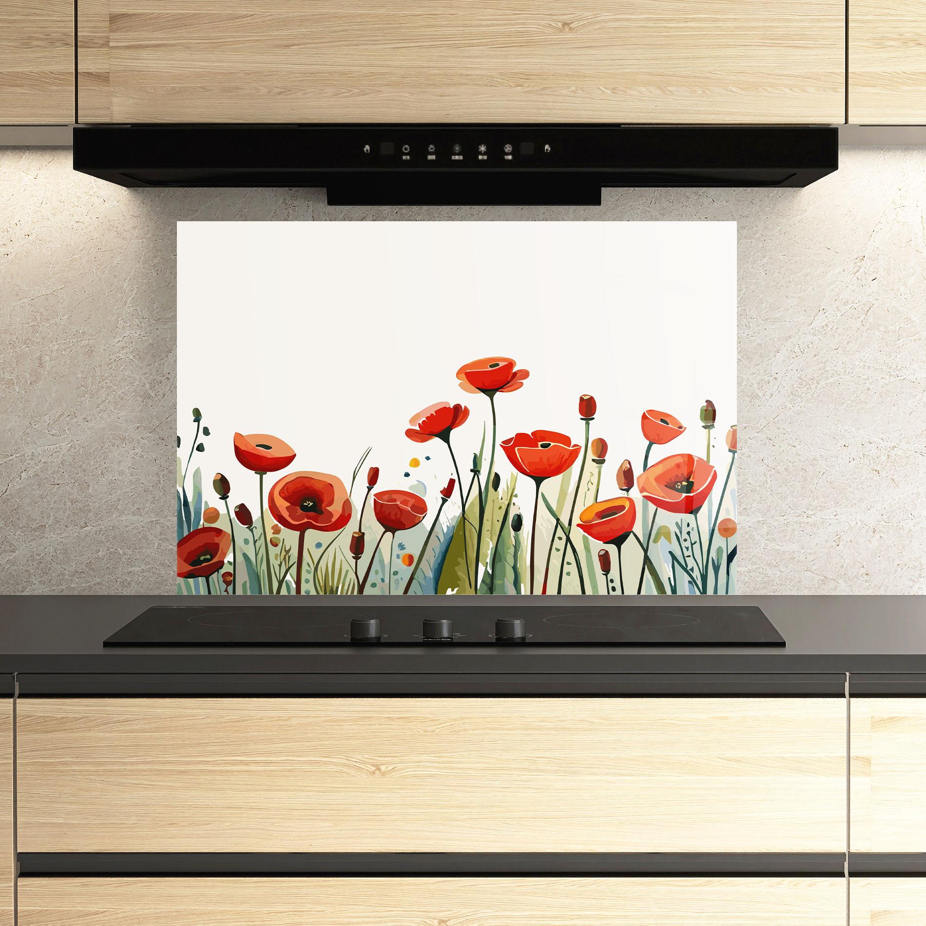 Konyhai üveg hátfal Minimalist Poppy mockup 3