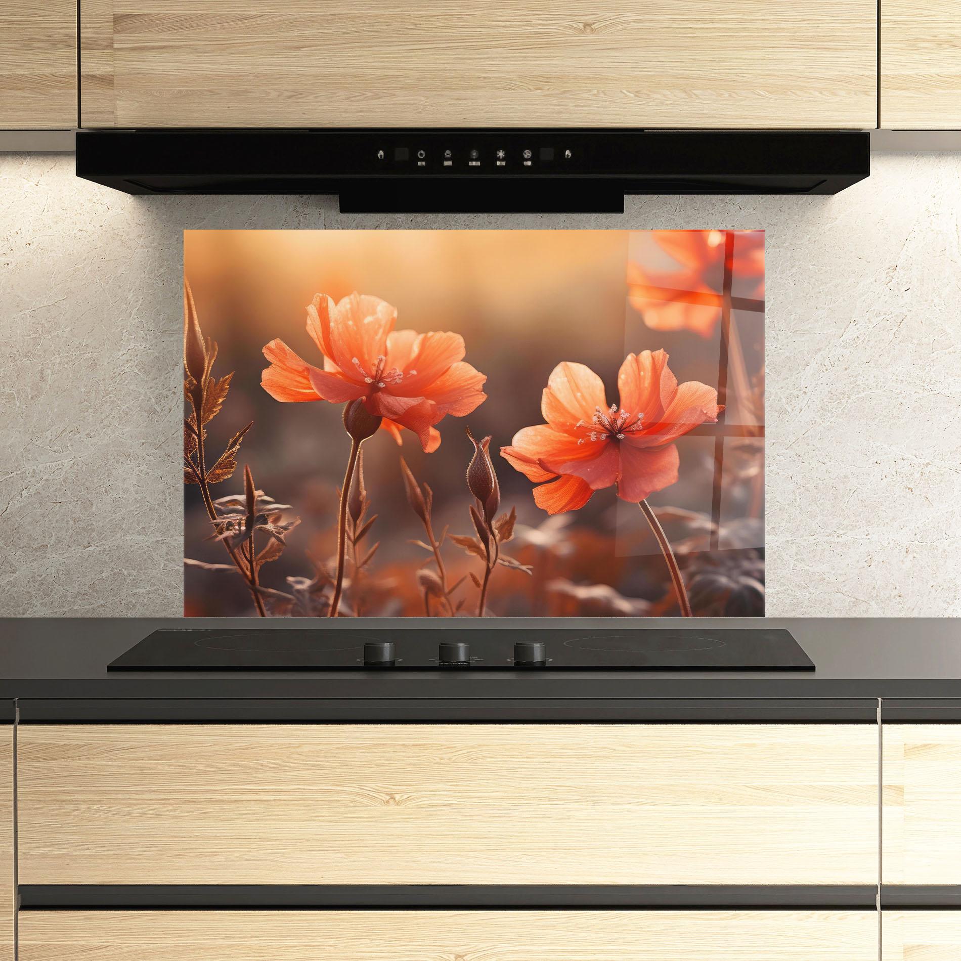 Konyhai üveg hátfal Orange Small Poppy mockup 3