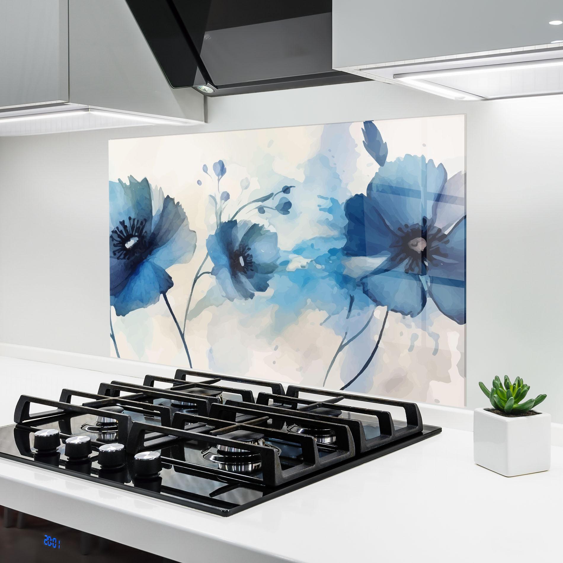 Konyhai üveg hátfal Blue Poppies mockup 6