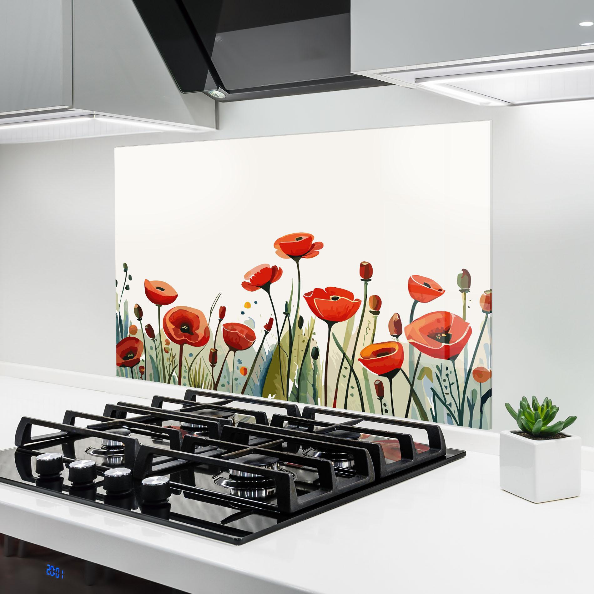 Konyhai üveg hátfal Minimalist Poppy mockup 6