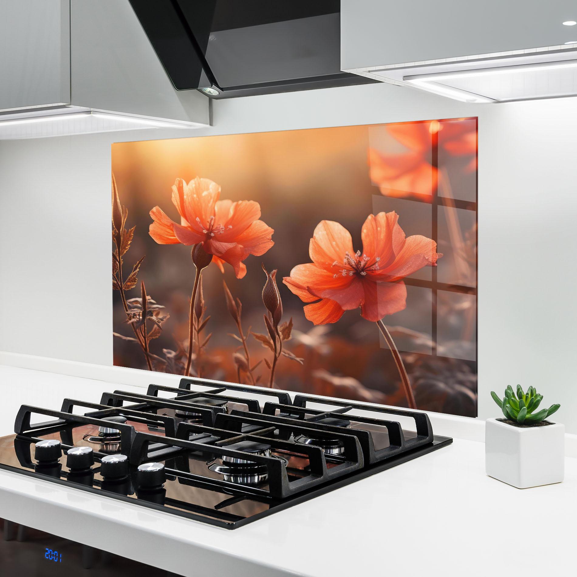 Konyhai üveg hátfal Orange Small Poppy mockup 6