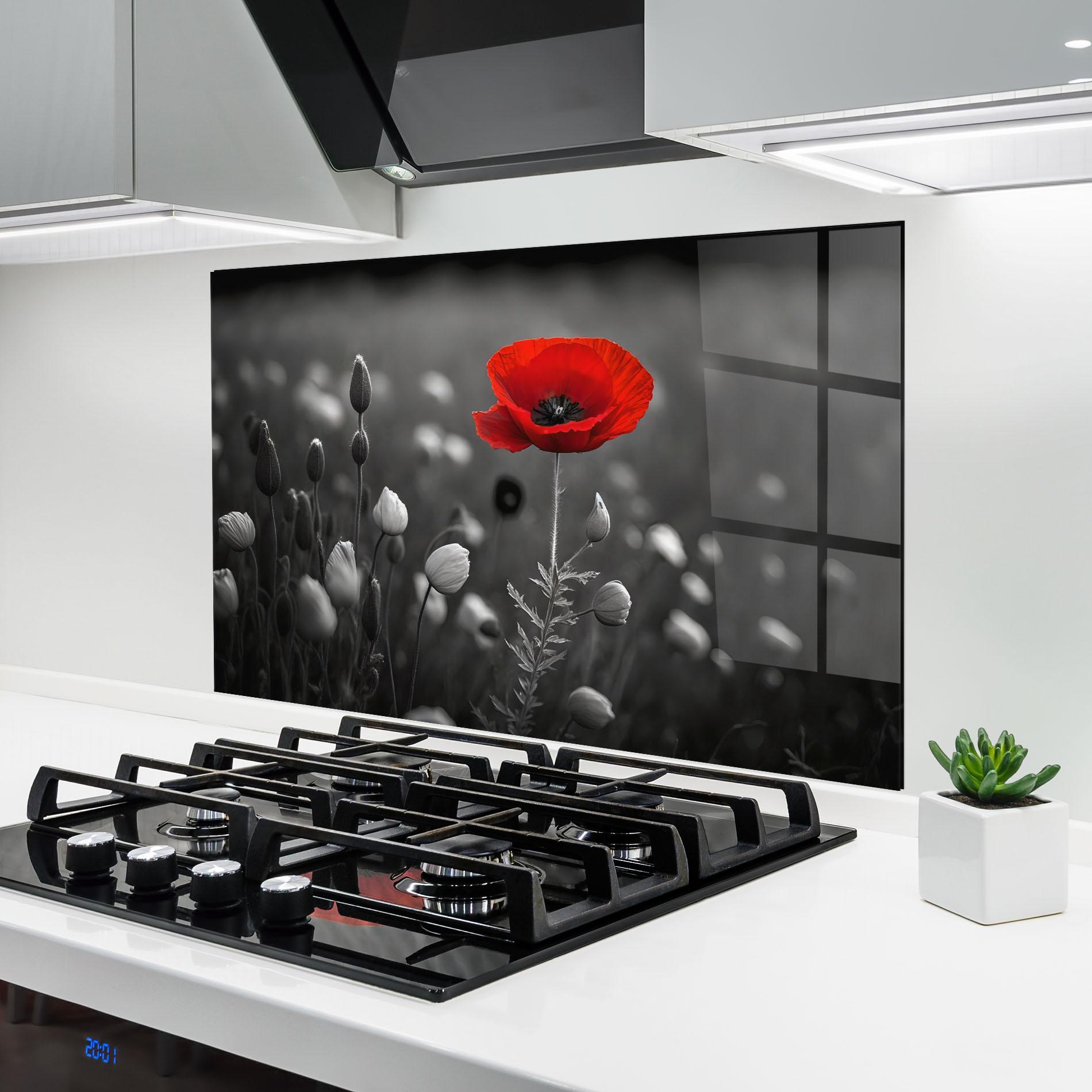 Konyhai üveg hátfal Special Red Poppy mockup 6