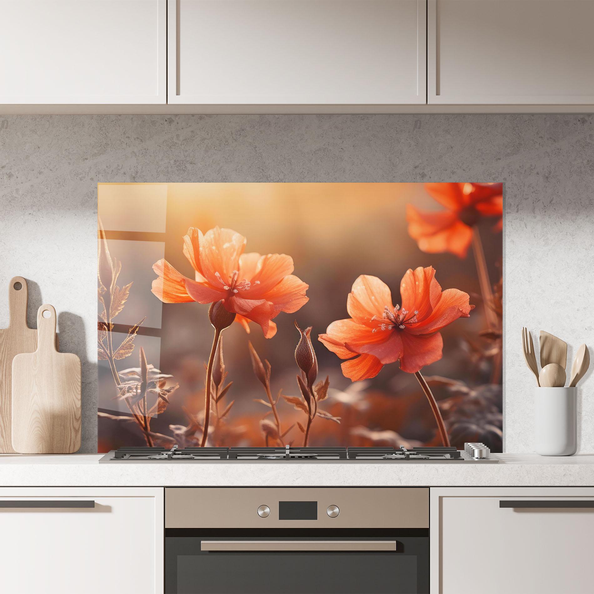 Konyhai üveg hátfal Orange Small Poppy mockup 7