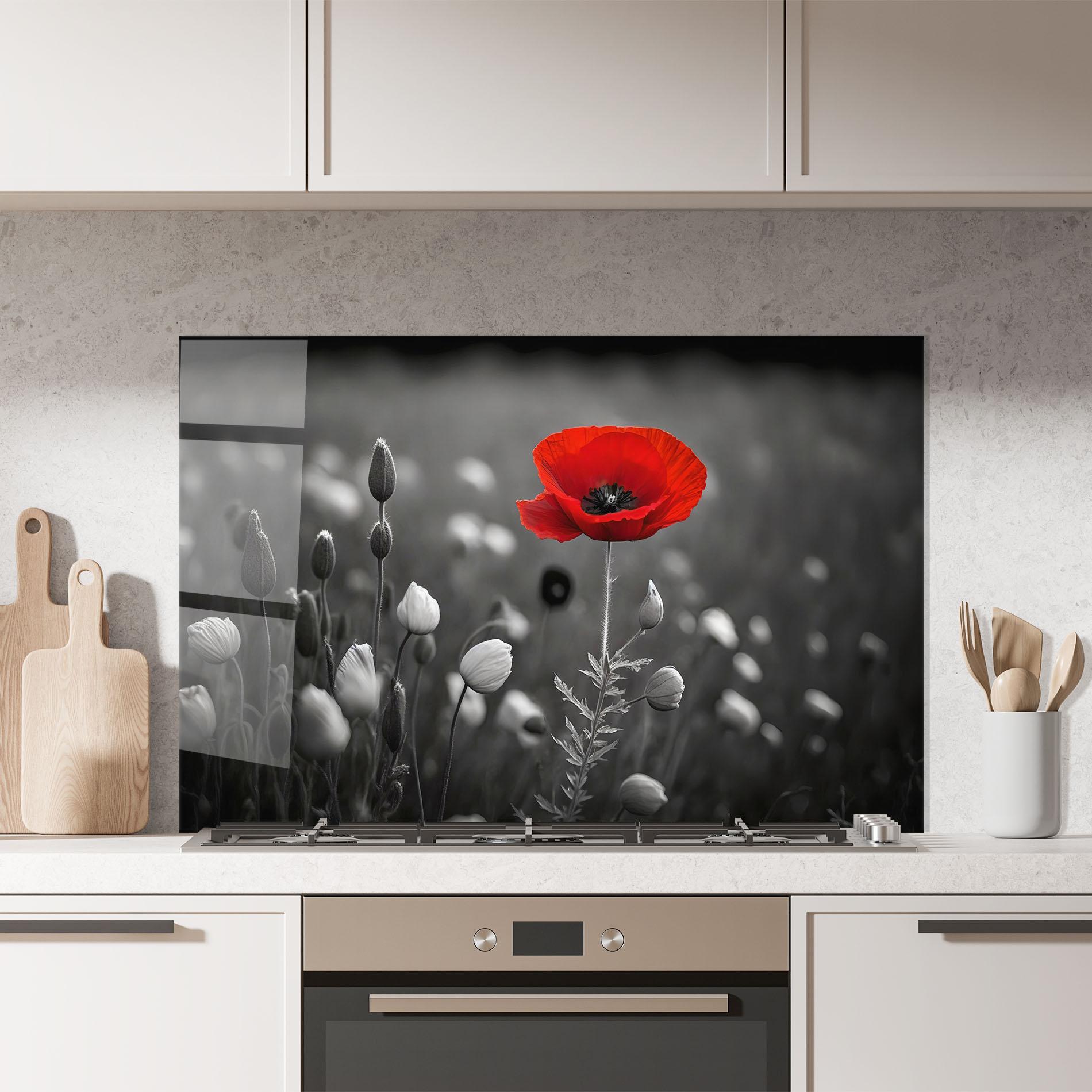 Konyhai üveg hátfal Special Red Poppy mockup 7