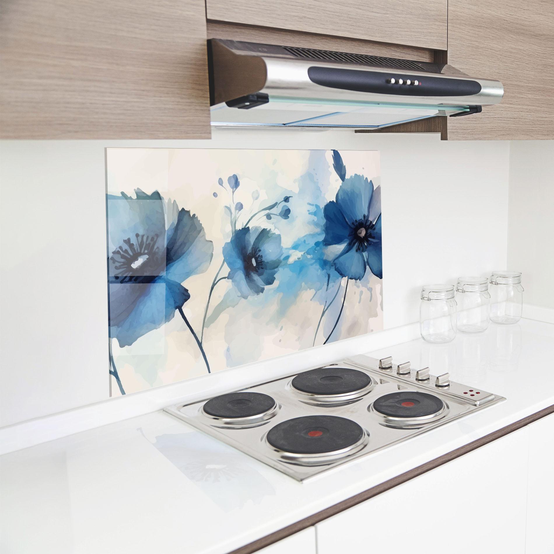 Konyhai üveg hátfal Blue Poppies mockup 8