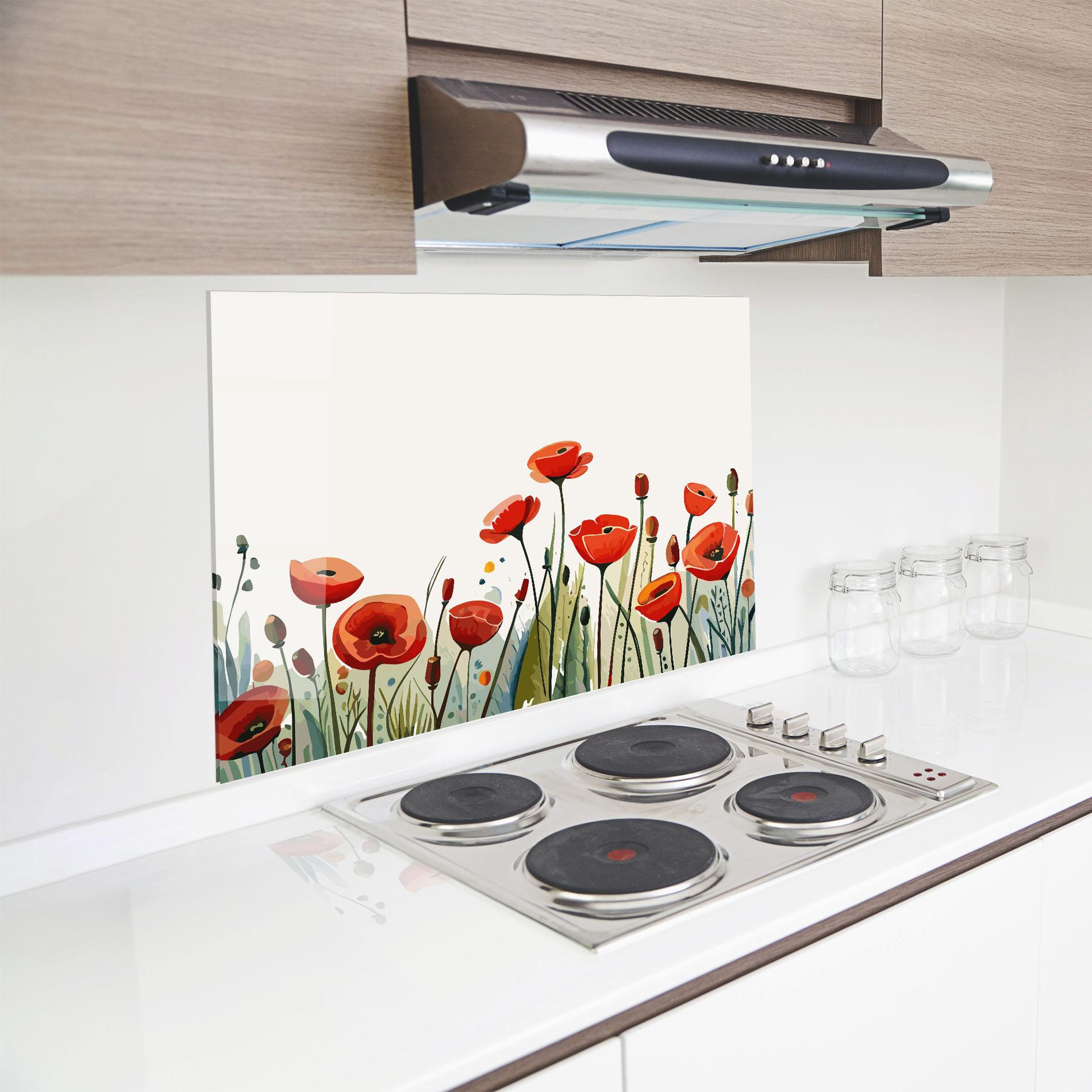 Konyhai üveg hátfal Minimalist Poppy mockup 8