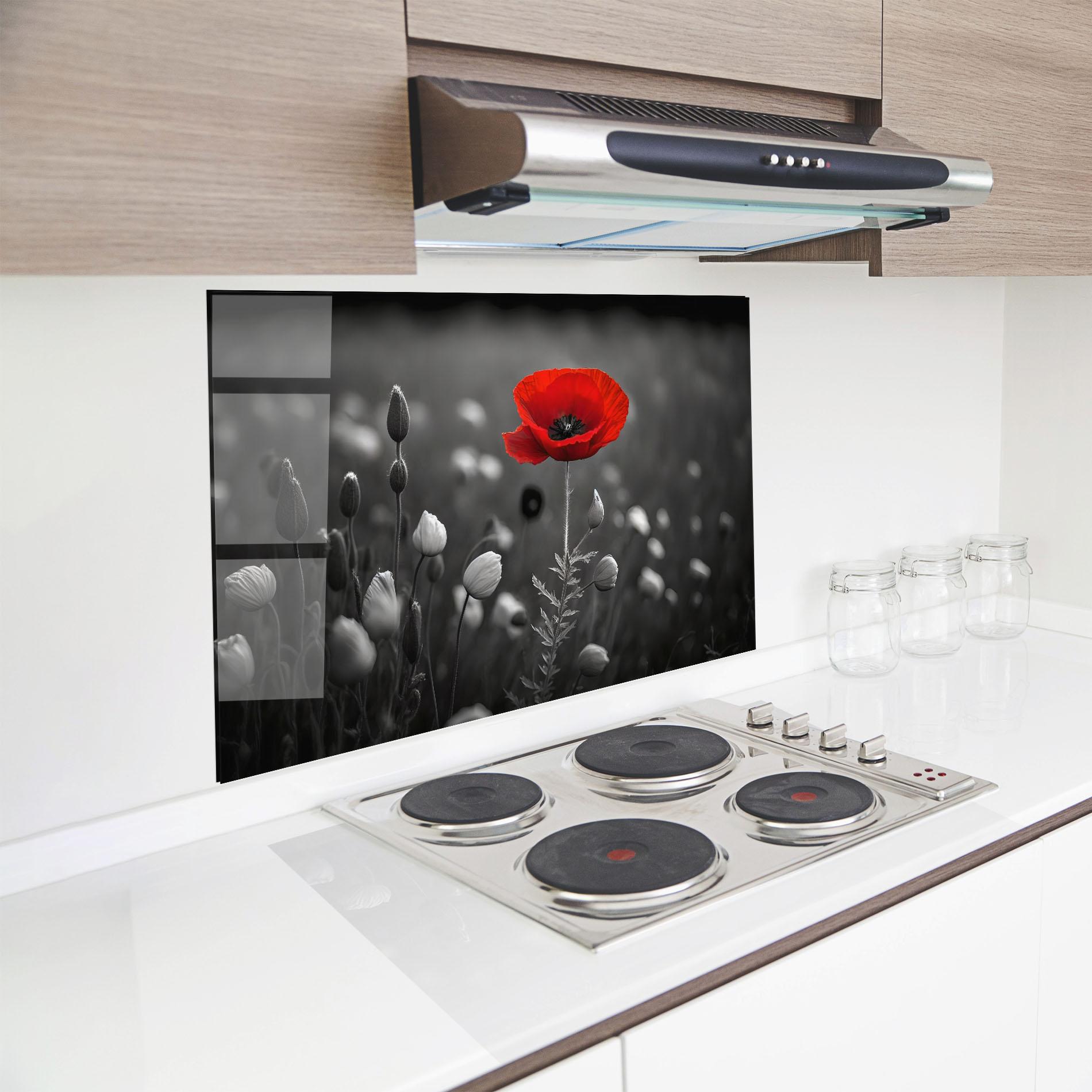 Konyhai üveg hátfal Special Red Poppy mockup 8