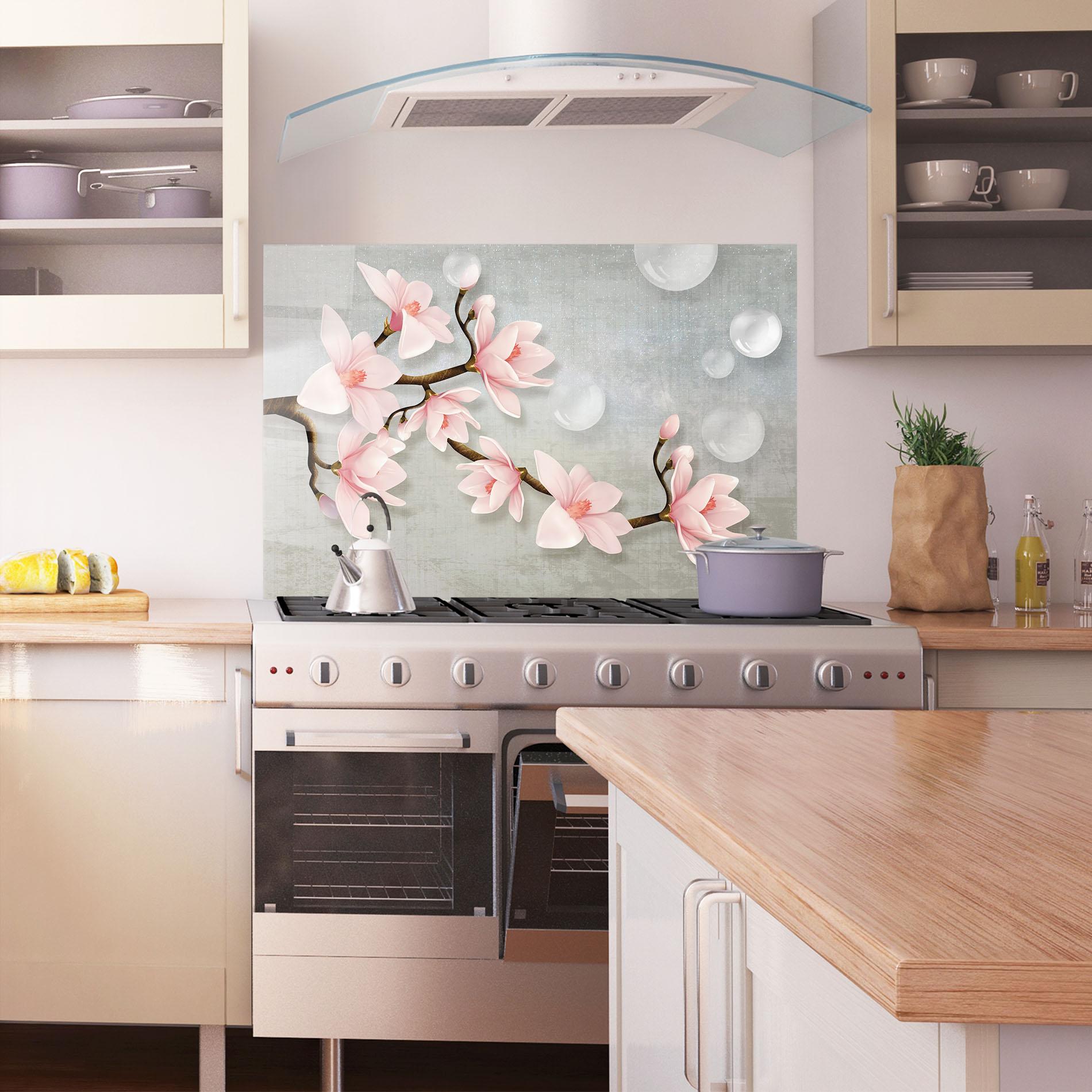 Konyhai üveg hátfal Pink Magnolia mockup 1