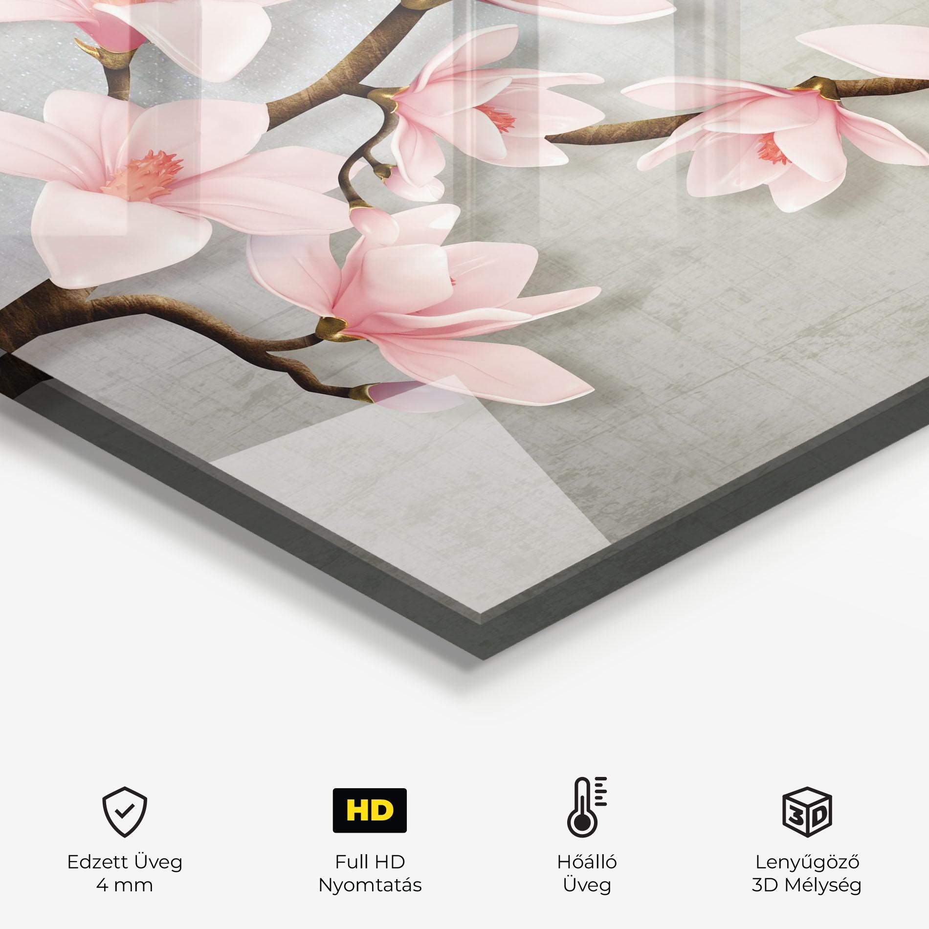 Konyhai üveg hátfal Pink Magnolia mockup 2